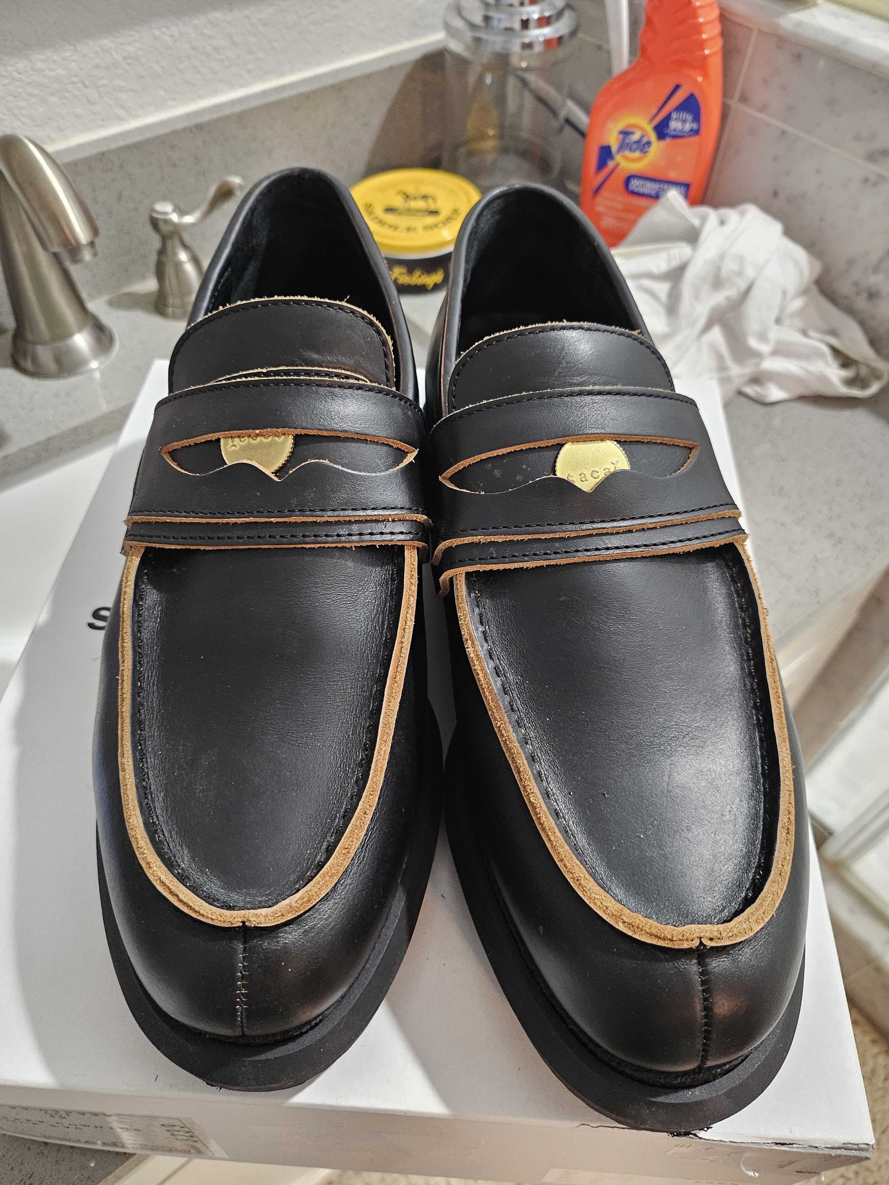 Sacai Sacai Vibram sole leather penny loafers black Size US 9 / EU 42 - 2 Thumbnail