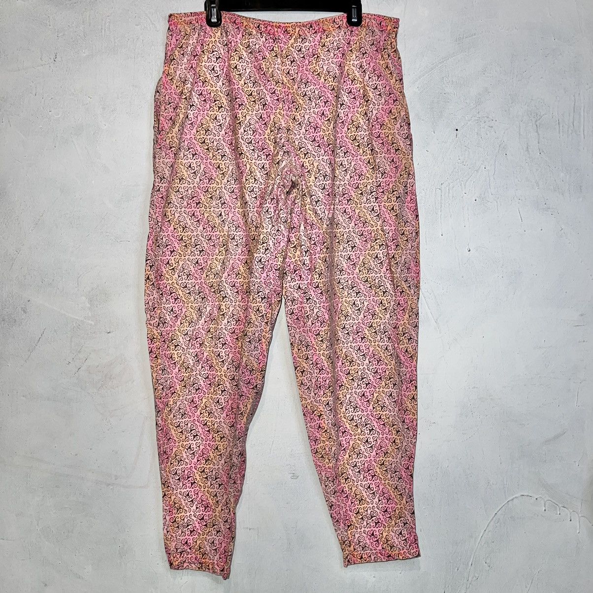 image of 80's Vintage Beach Sweatpants All Over Print Baggy in Orange, Men's (Size 35)