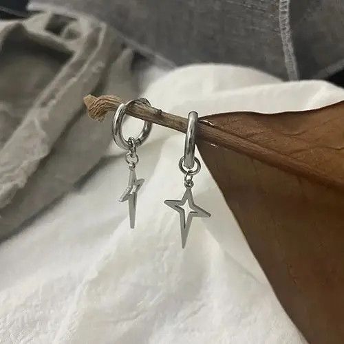The Cast 925 Silver Plated Cross Star Drop Earrings for Men Women Size ONE SIZE - 3 Thumbnail