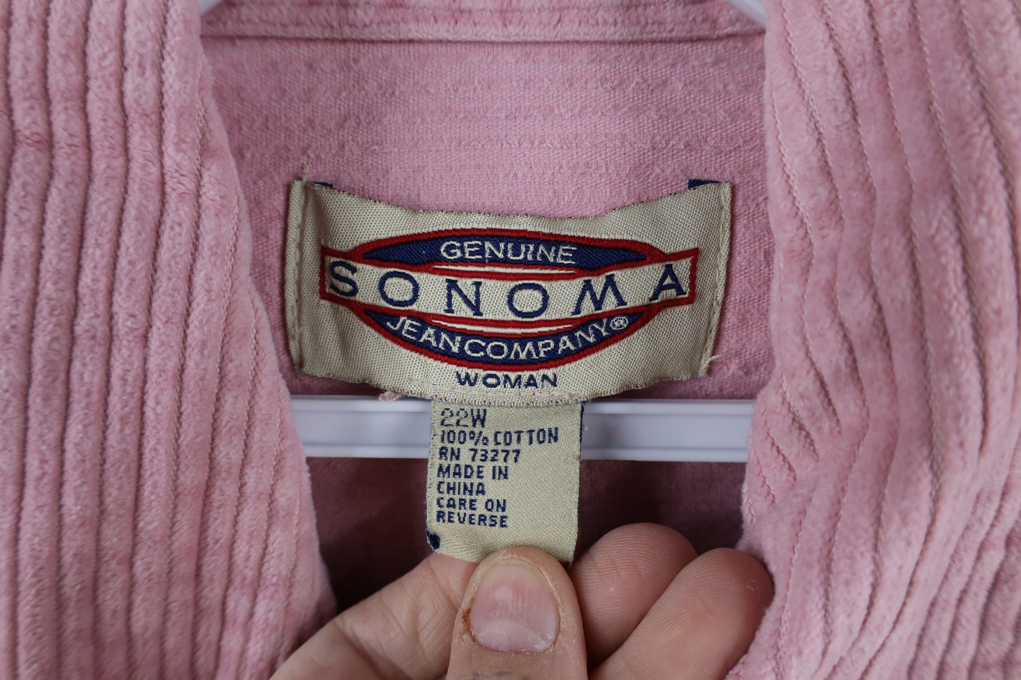 Vintage Vintage 90s Streetwear Corduroy Full Zip Shirt Jacket Pink Size 3XL / US 20-22 - 8 Thumbnail