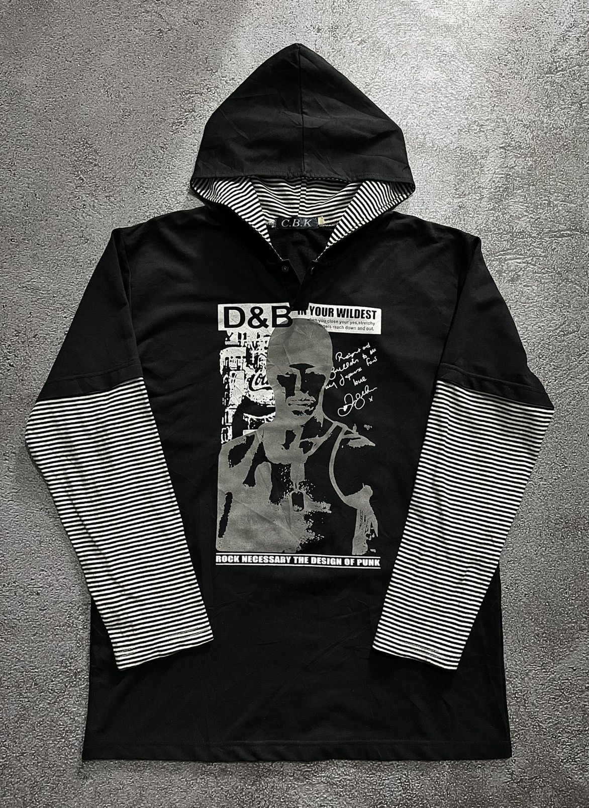 Japanese Brand Japanese CBK Sports Double Layer Punk Style Hoodie Size US L / EU 52-54 / 3 - 1 Thumbnail