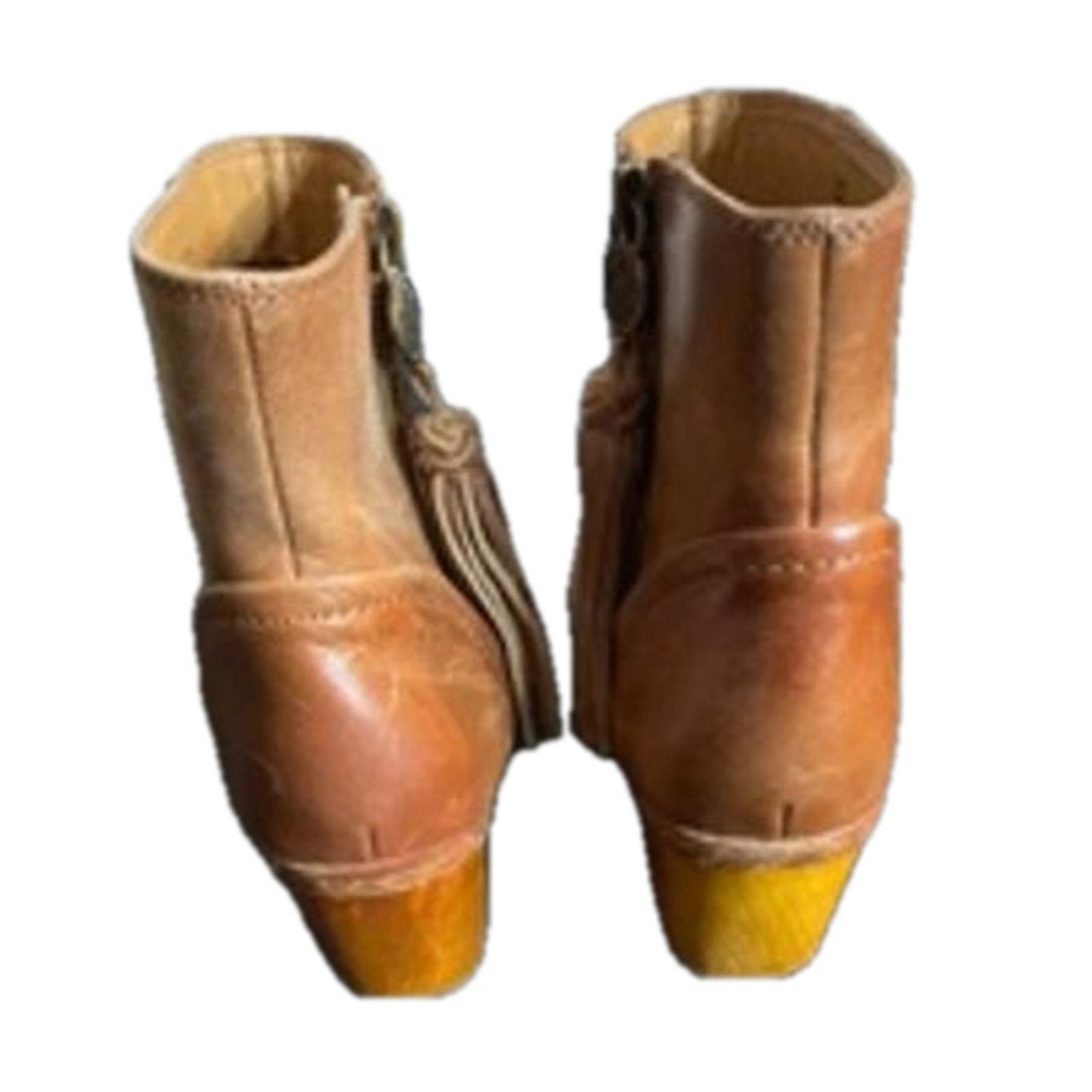 Patricia Nash Patricia Nash Tan Leather Tassel Ankle Boots Wooden Heel 6M Size US 6 / IT 36 - 8 Thumbnail