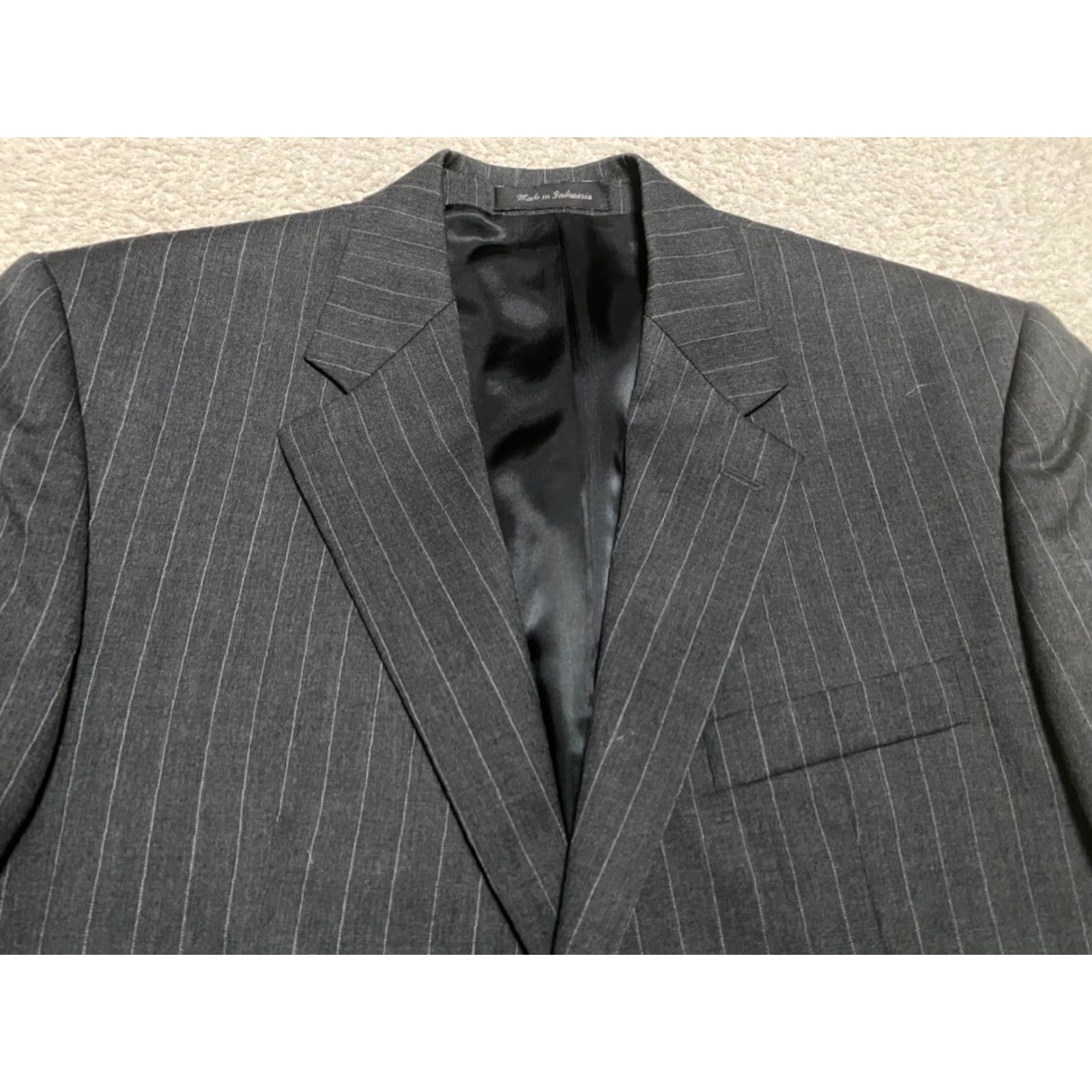 Chaps Chaps Ralph Lauren Blazer Mens Gray Wool 2 Button Long Sleeve Striped 40 Jacket Single-Breasted Vintage? Size US L / EU 52-54 / 3 - 3 Thumbnail
