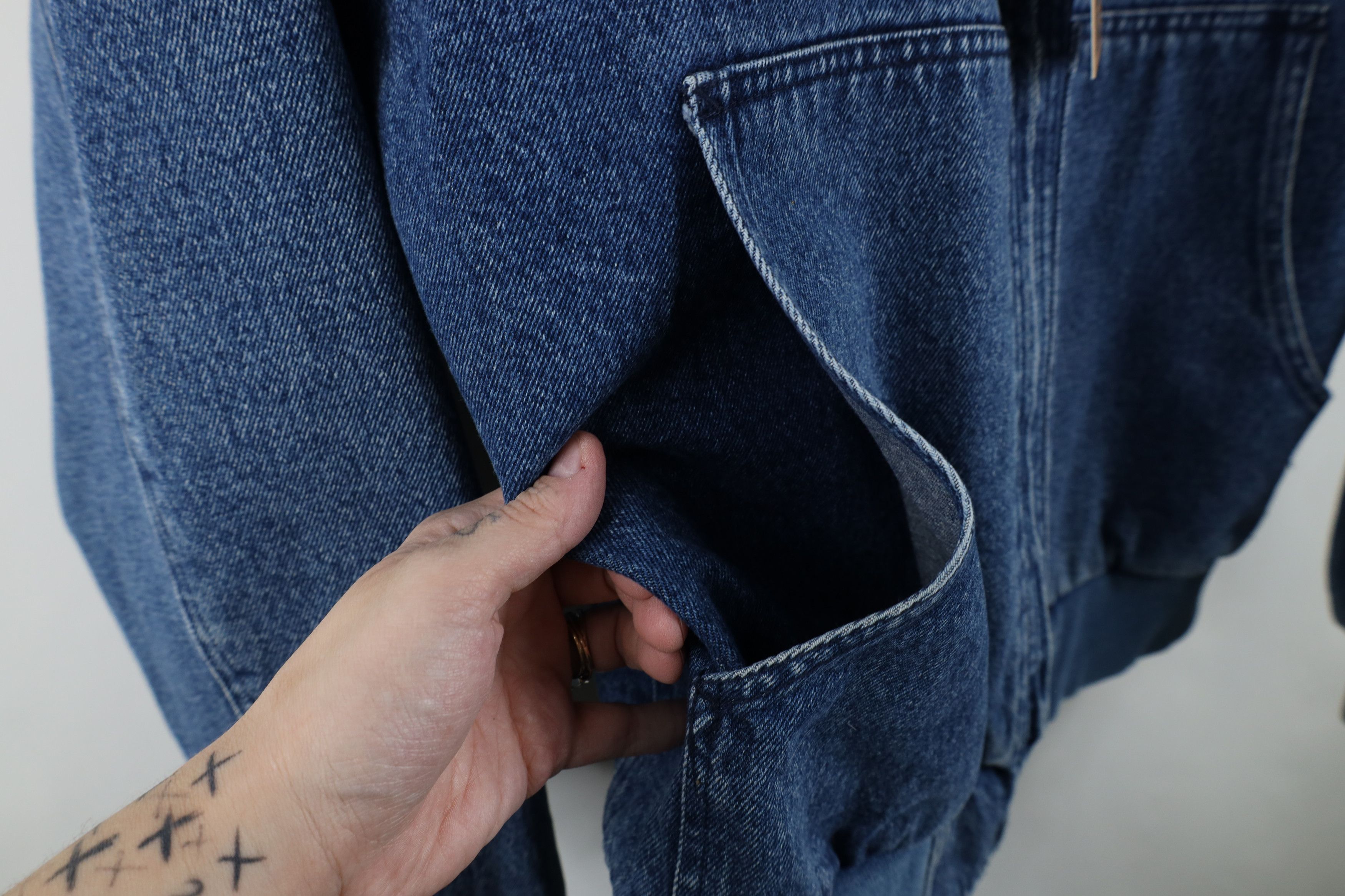 Vintage Deadstock Vintage 90s Produce Hooded Denim Jacket Blue Size US L / EU 52-54 / 3 - 7 Thumbnail