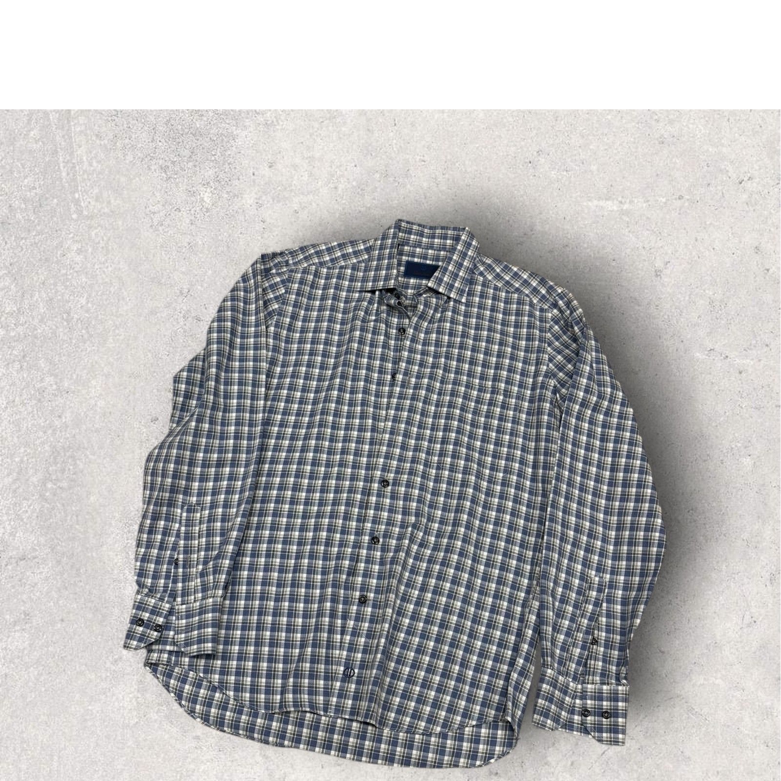 David Donahue David Donahue Dress Shirt Mens Blue Check Twill Button Up M Size US M / EU 48-50 / 2 - 2 Thumbnail