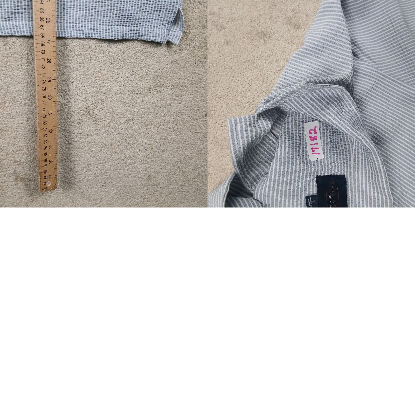 Vintage Marc Asher Button-Up Shirt Mens Large Blue White Striped Camp Shirt Size US L / EU 52-54 / 3 - 8 Thumbnail