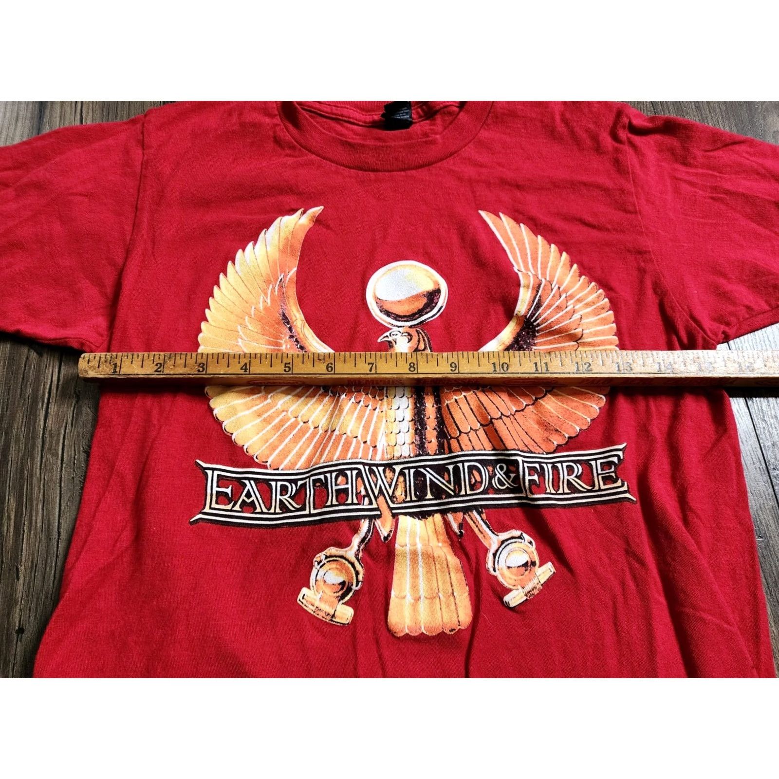 Tultex Adults S Tultex Tee Shirt T-Shirt Double-Sided Red Cotton Unisex Earth Wind & Fire Band Tee Crew Neck Short Sleeve Fire 90s? Size US S / EU 44-46 / 1 - 3 Thumbnail