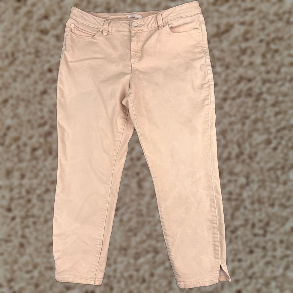Vintage Lauren Conrad Jeans Women 12 Peach Denim Skinny Crop Mid Rise Cotton Blend 32x23 Size 34" / US 12 / IT 48 - 1 Thumbnail