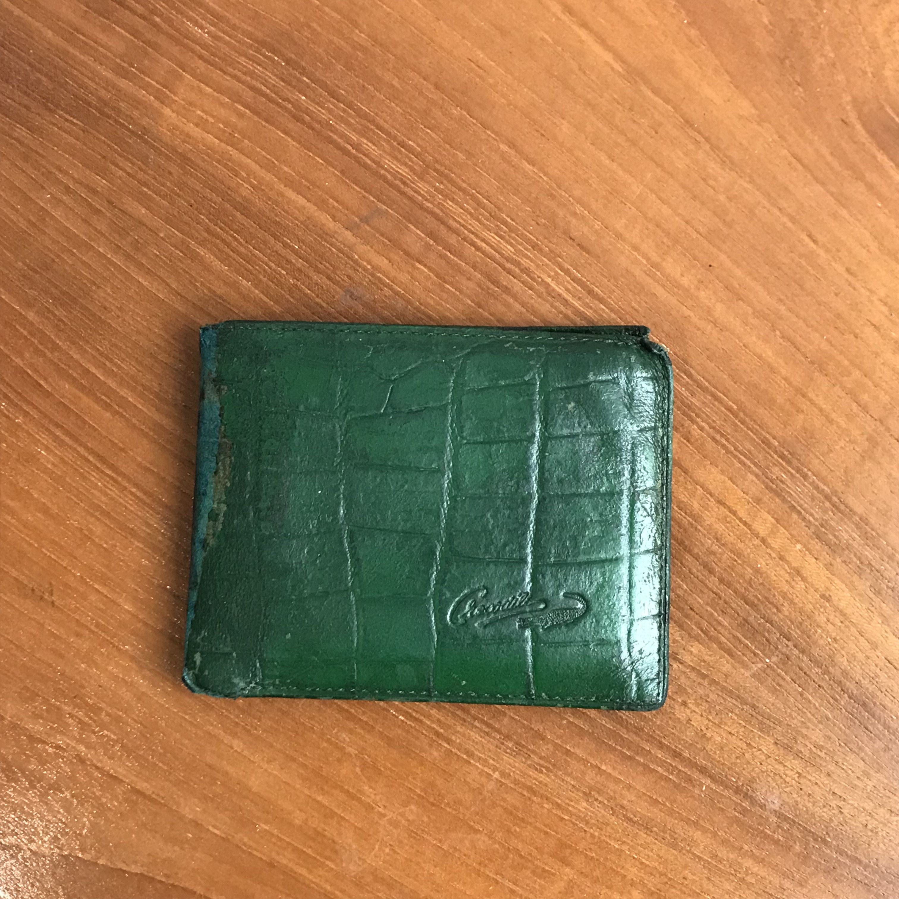Genuine Leather × Leather × Vintage Vintage Crocodile green raw leather wallet Size ONE SIZE - 2 Thumbnail