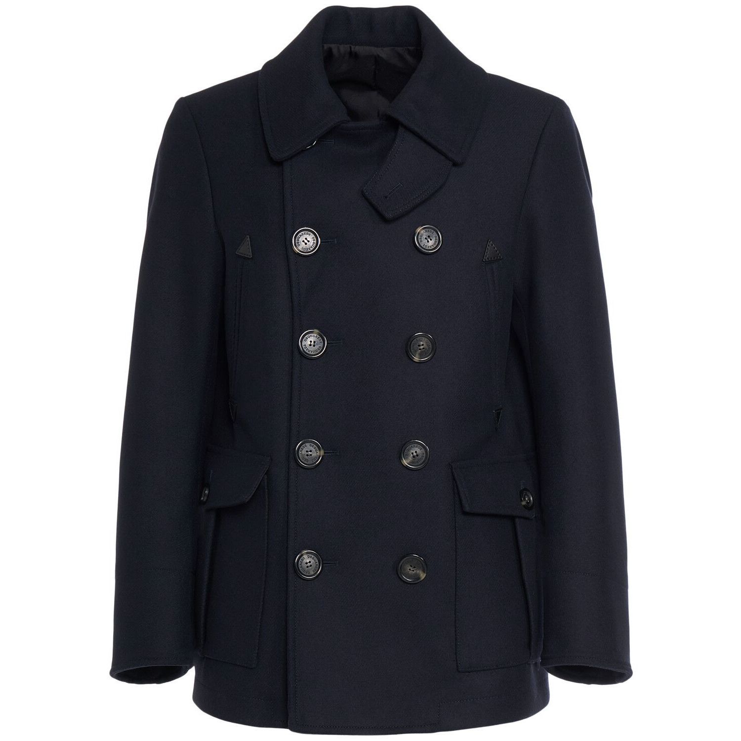 Dsquared2 DSQUARED2 Navy Felted Wool Pea Coat New & Authentic (Men's s Size US XXL / EU 58 / 5 - 1 Thumbnail