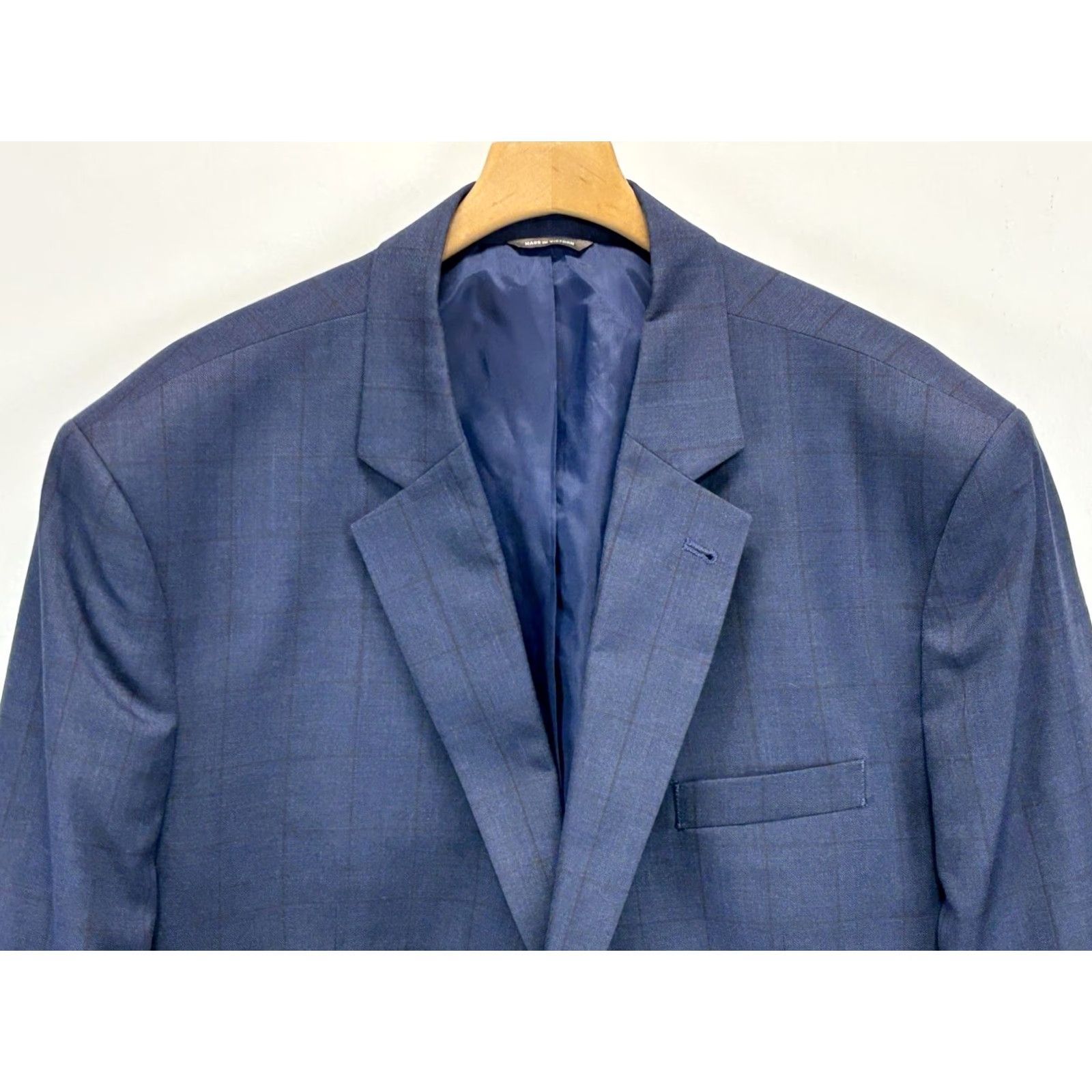 Vintage Oak Hill Blazer Sport Coat Mens 54L Big & Tall Blue Plaid 2 Button Career Check Shirt Size 54R - 2 Thumbnail