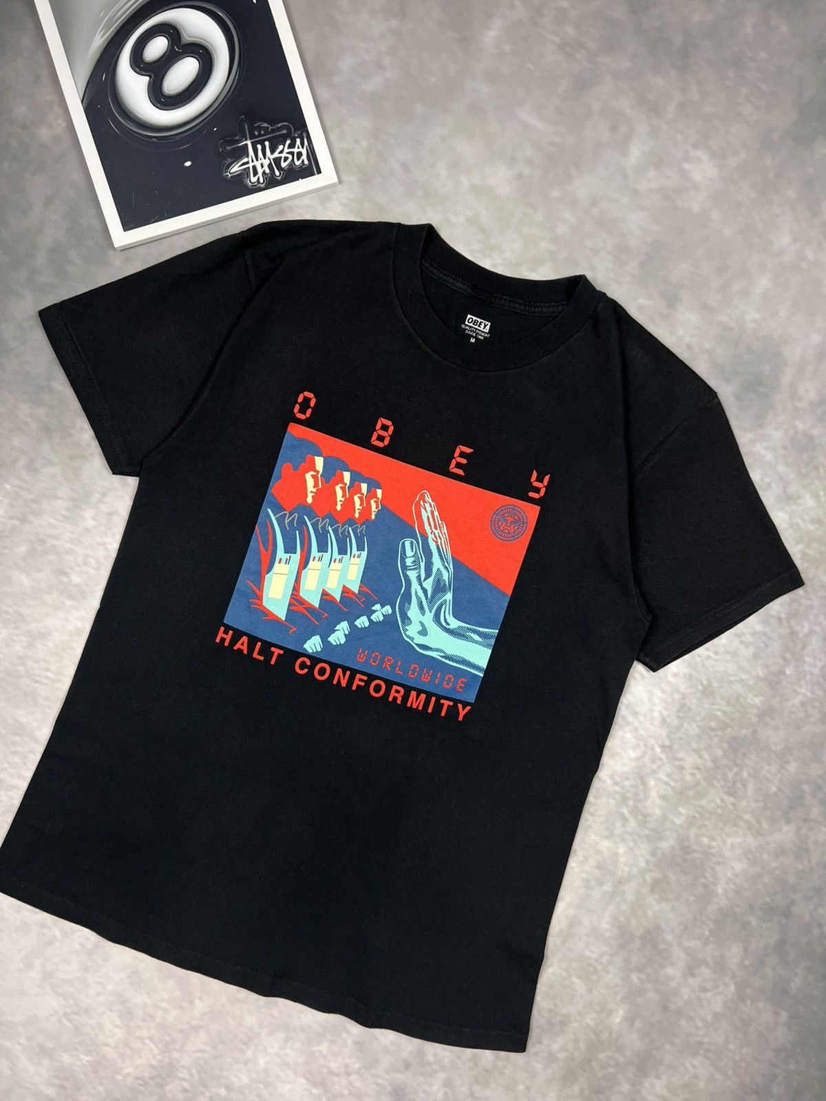 Obey Obey "Halt Conformity" Graphic Tee Black Size M Excellent C. Size US M / EU 48-50 / 2 - 1 Thumbnail