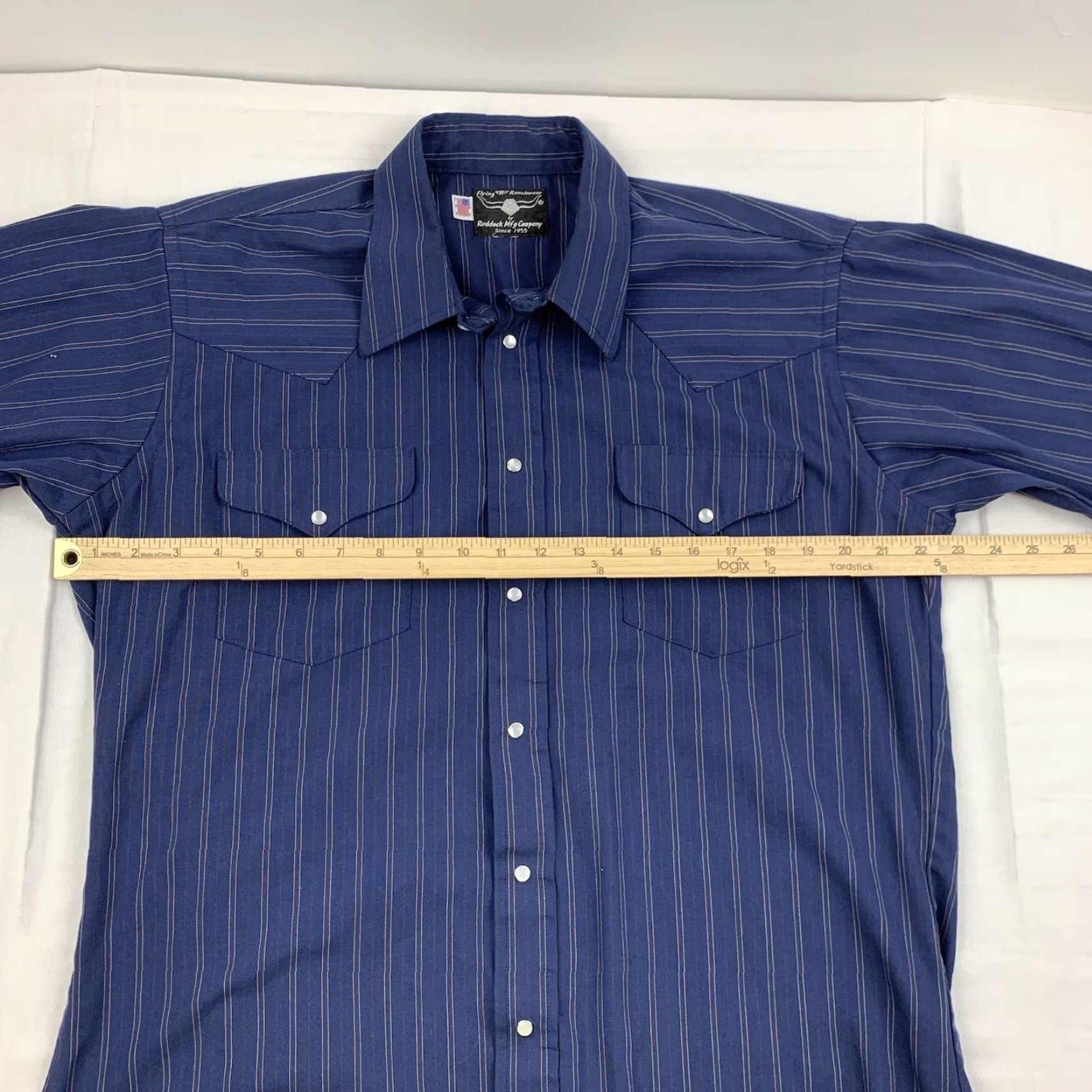 Vintage VINTAGE Flying Ranchwear Pearl Snap Shirt Adult XL Blue Stripes Outdoor Nature Mens 90s 80s Size US XL / EU 56 / 4 - 7 Thumbnail