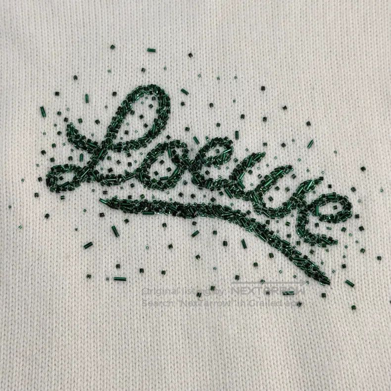 Loewe Loewe Cream-white and green beaded logo wool sweater Size S / US 4 / IT 40 - 7 Thumbnail