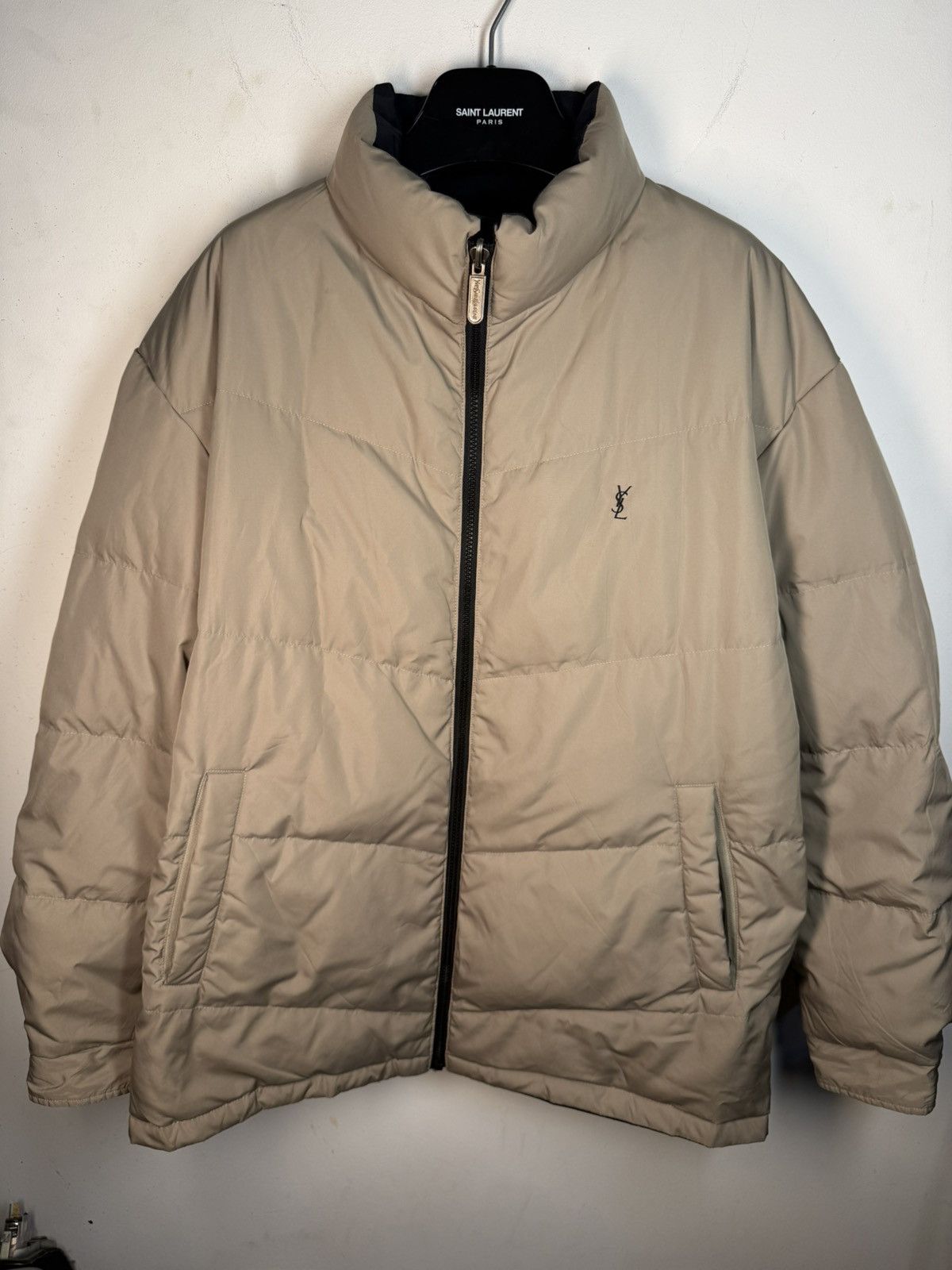 Yves Saint Laurent 2Side Puffer YSL Down Jacket Winter Beige/Black Bomber Zip Size US M / EU 48-50 / 2 - 1 Thumbnail