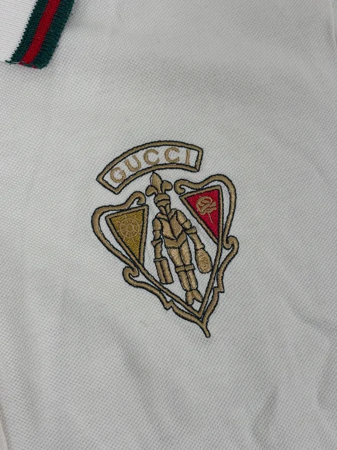 Gucci 2000s Gucci White Embroidered Logo Polo Size US S / EU 44-46 / 1 - 7 Thumbnail