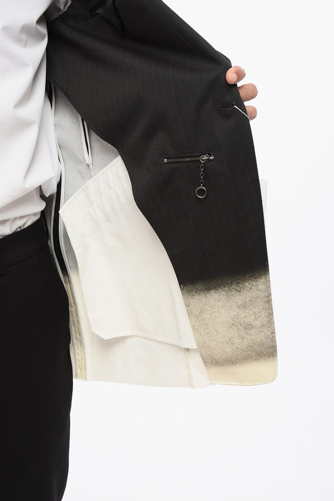 Maison Margiela og1mm0825 Pinstriped Gradient Effect Hem Blazer in Grey Size US M / EU 48-50 / 2 - 5 Thumbnail