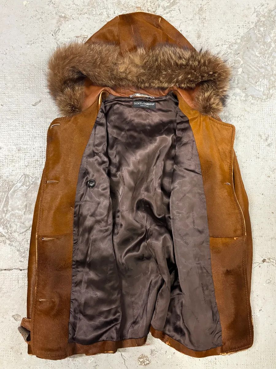 Designer × Dolce & Gabbana × Vintage FW2002 Dolce & Gabbana Pony Hair Camel Leather Duffle Coat Jacket Size M / US 6-8 / IT 42-44 - 7 Thumbnail