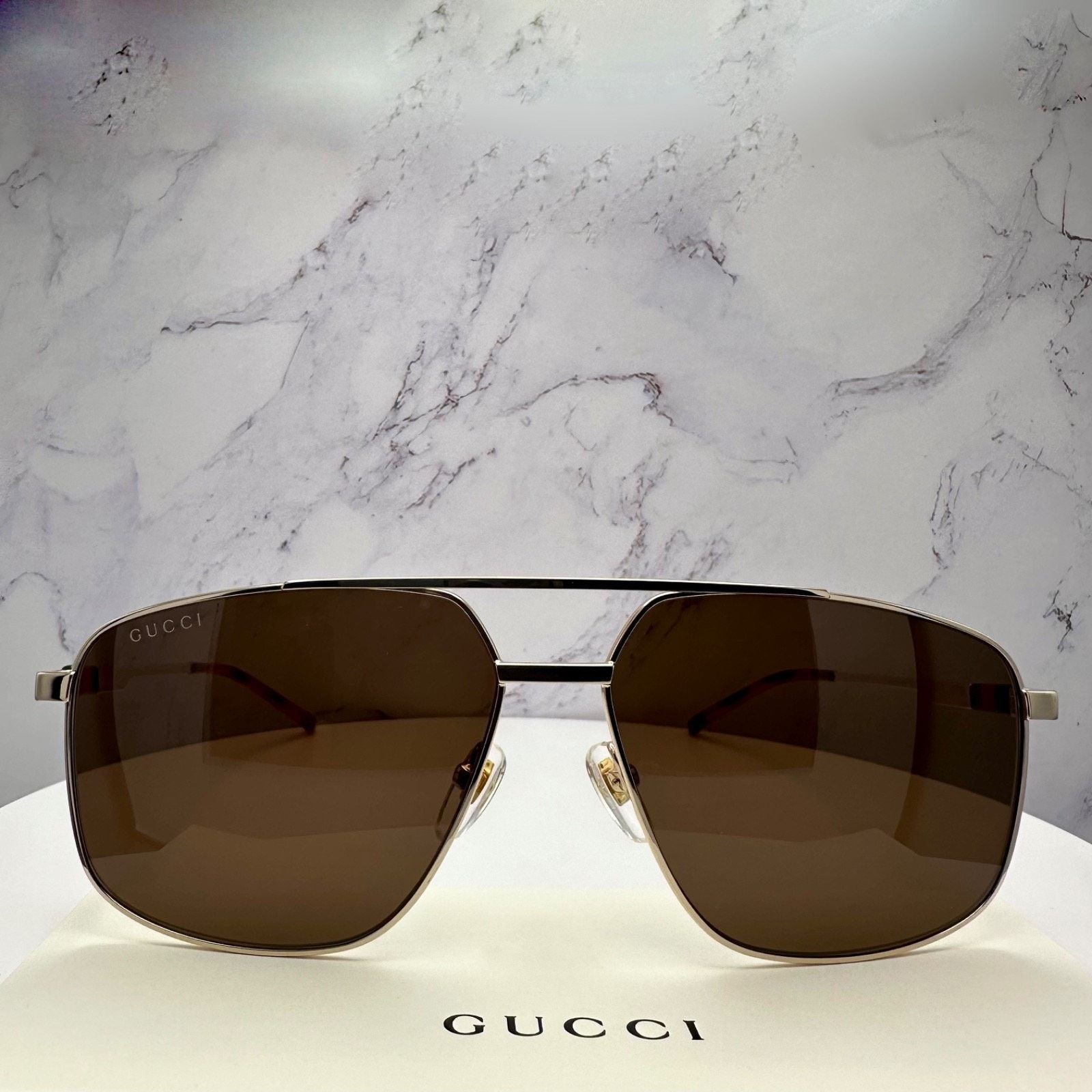 Gucci New GUCCI Sunglasses Gold Metal Aviator Pilot Web Logo Size ONE SIZE - 2 Thumbnail