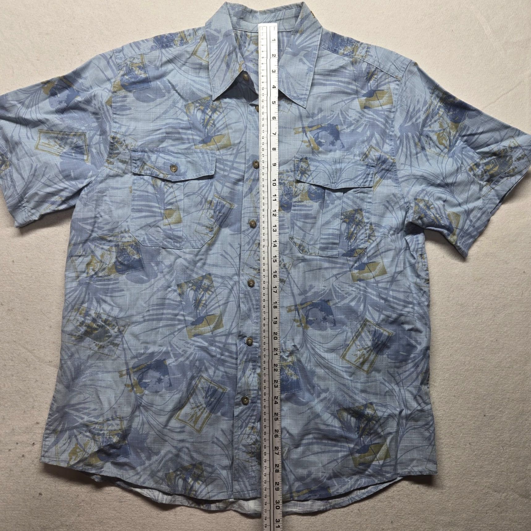 Basic Editions VINTAGE Basic Edition Shirt Casual Mens L Blue Palm Trees Vacation Hawaiian 90s? Size US L / EU 52-54 / 3 - 6 Thumbnail