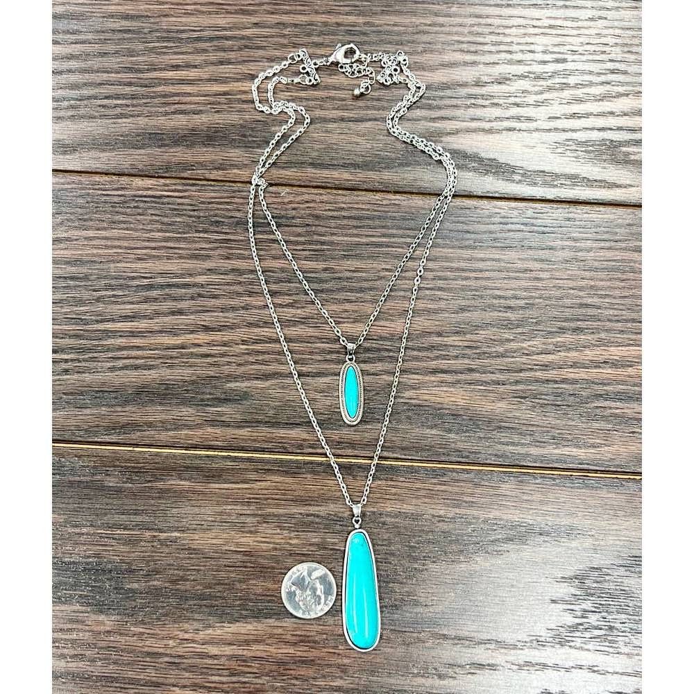 Other Chain Turquoise Necklace Pendant- Elegant 2-Strand Design Size ONE SIZE - 9 Thumbnail