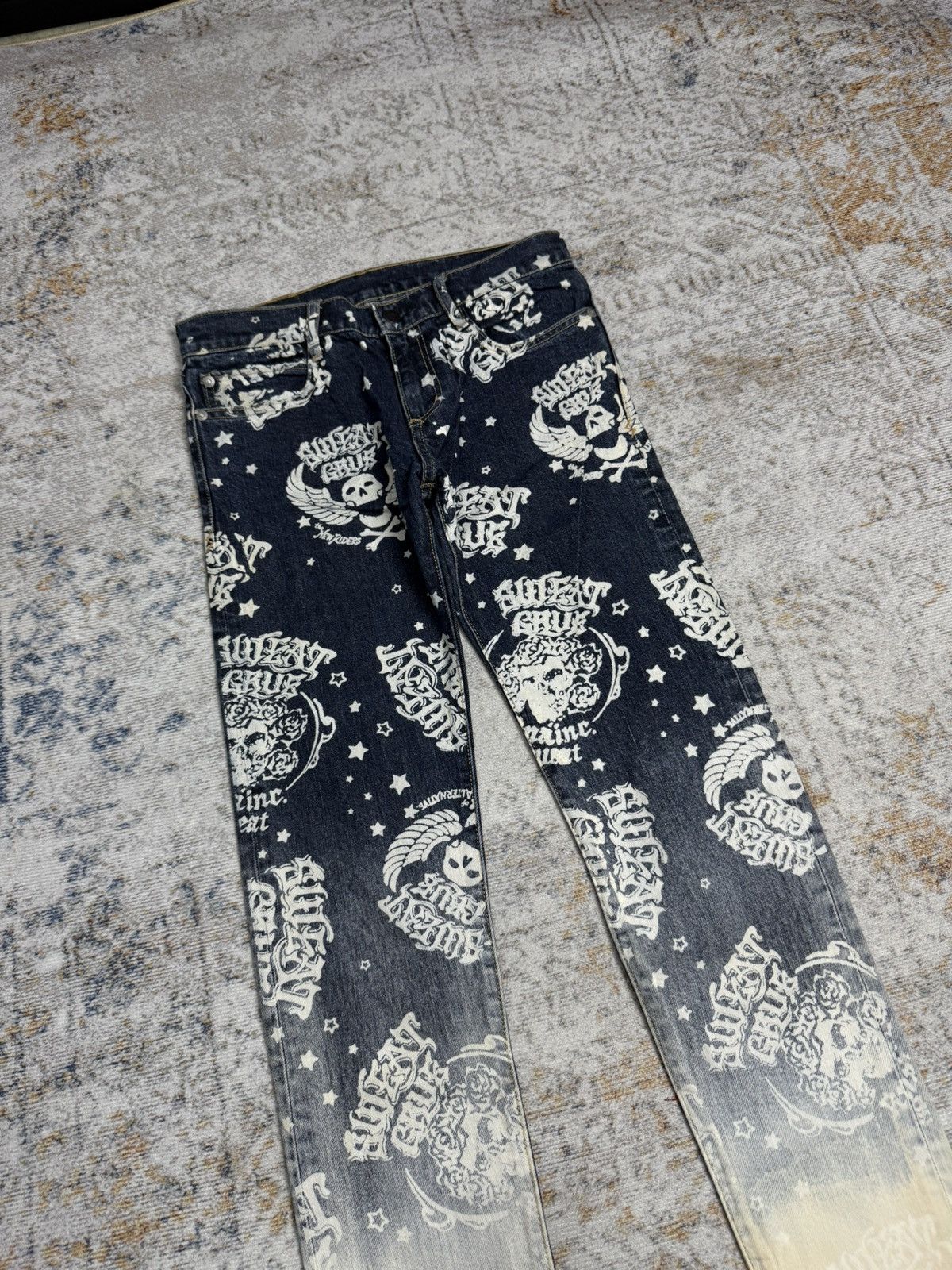 Tornado Mart Rna sweat skull art y2k denim pants Size US 29 - 3 Thumbnail
