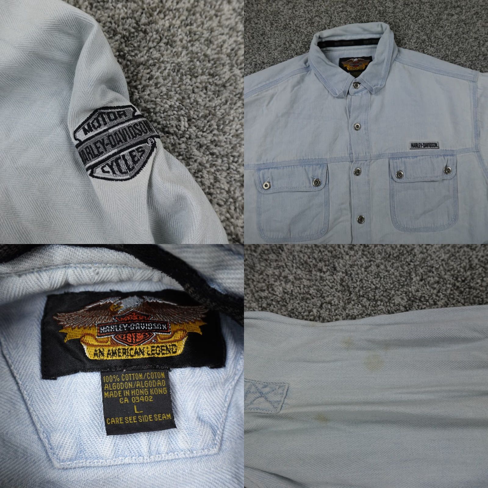Harley Davidson Harley-Davidson Shirt Mens L Blue Denim Chambray Motorcycle Biker Shacket Shirt Mens Large Denim Chambray Harley-Davidson Size US L / EU 52-54 / 3 - 8 Thumbnail