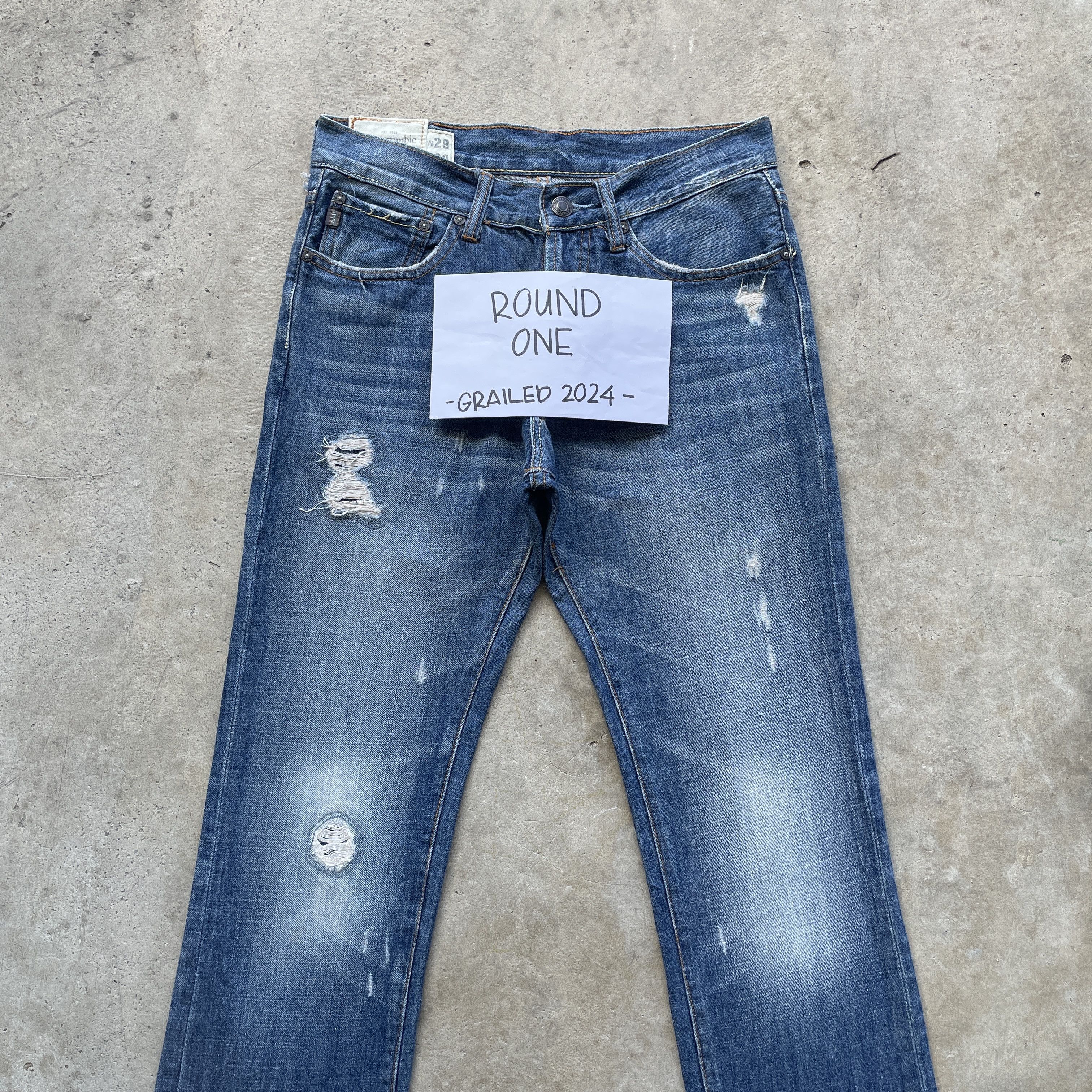 Abercrombie & Fitch × Jean Vintage A&F Distressed Faded Jeans Straight Slim Pants W30 Size US 30 / EU 46 - 3 Thumbnail