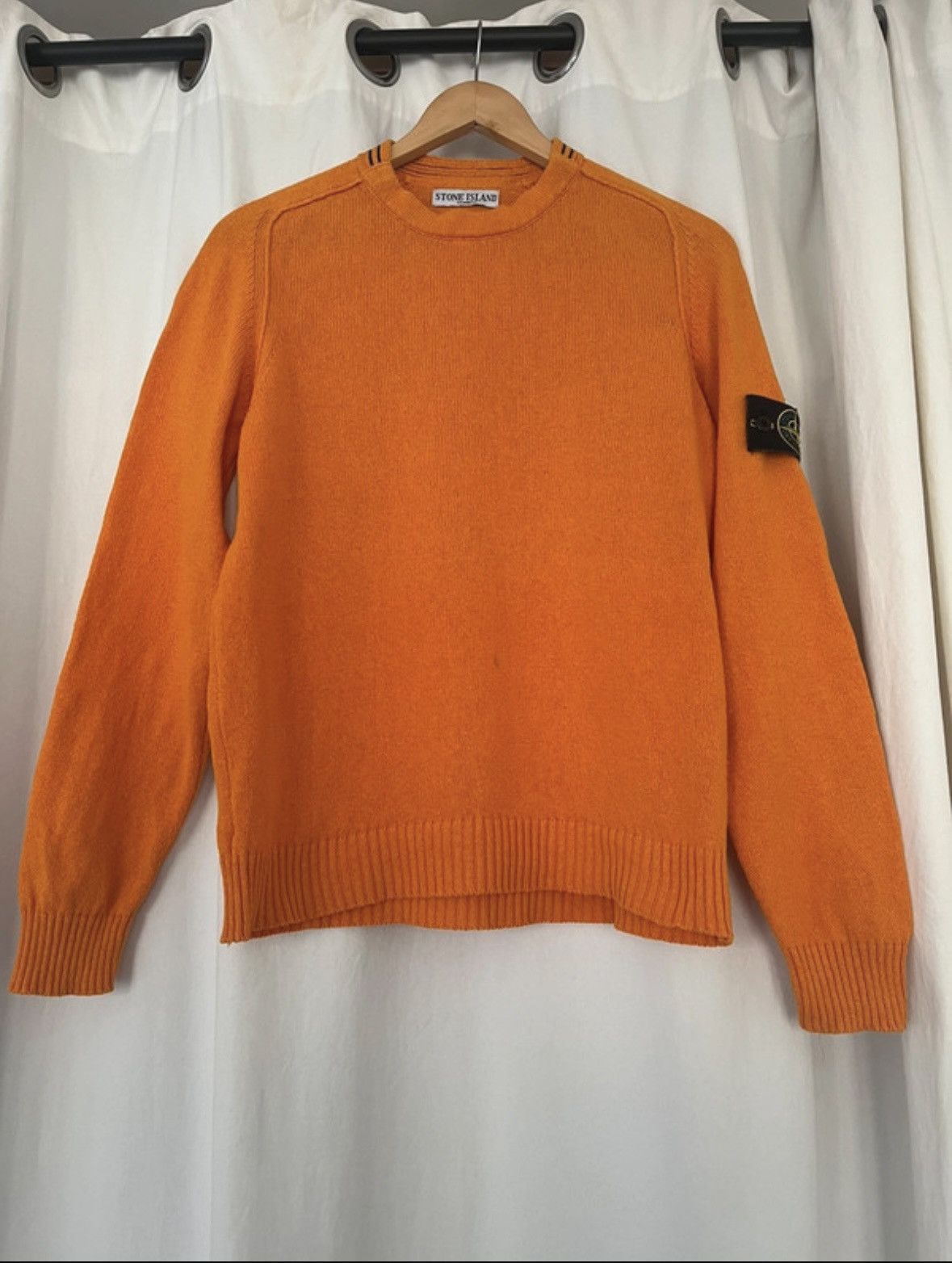 Stone Island Rare 90’s Massimo Osti Patch Orange Cotton Crew Neck Long Sleeve Jumper Pullover Sweater Size US M / EU 48-50 / 2 - 1 Thumbnail