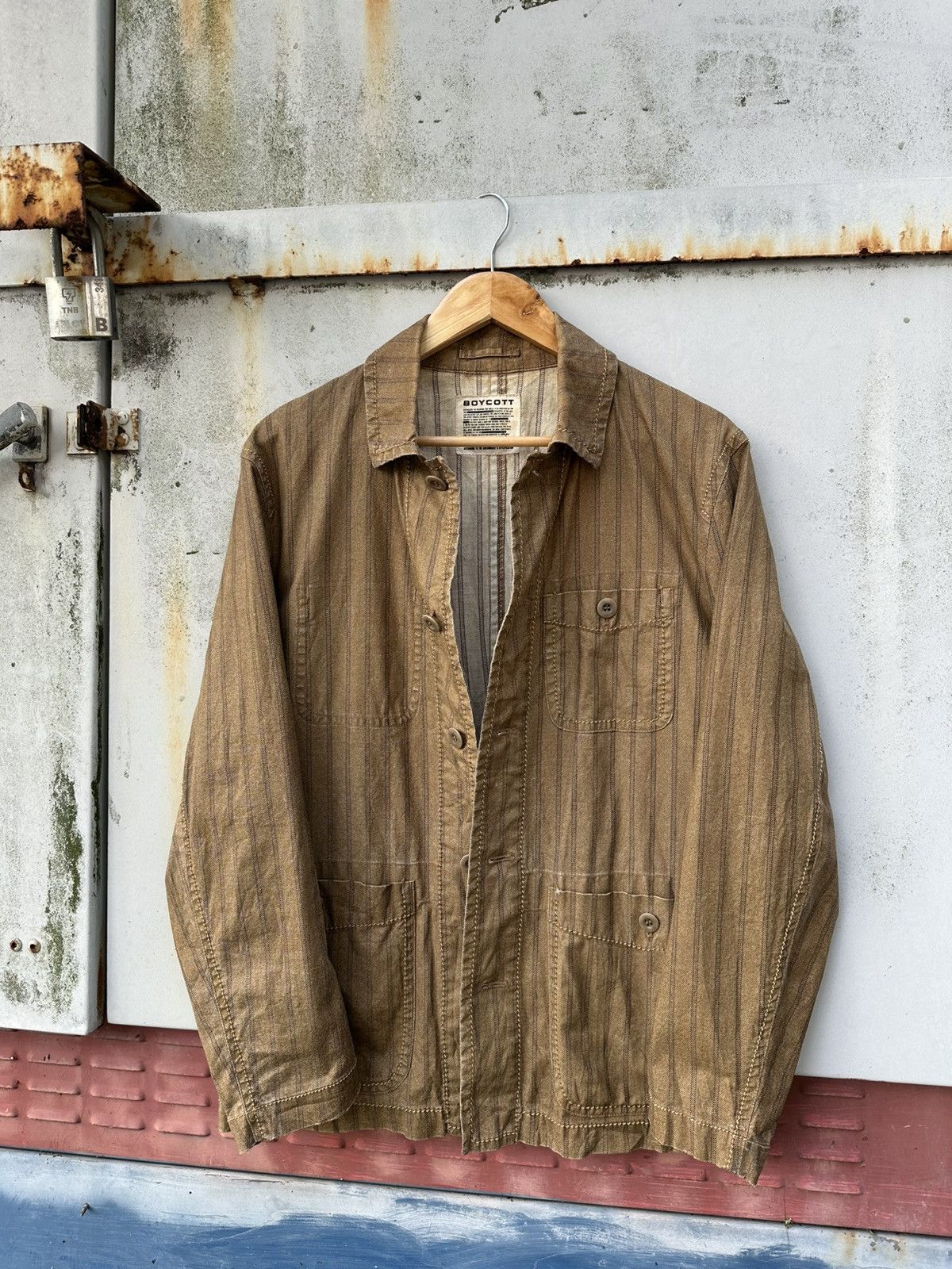 Boycott 👹Vintage Boycott Brown Striped Chore Jacket Size US M / EU 48-50 / 2 - 1 Thumbnail