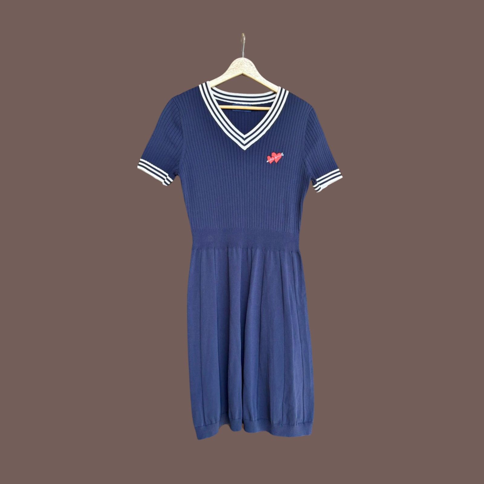 Polo Ralph Lauren × Vintage VTG Varsity Dress | Polo Sport Navy Knit | Coquette Y2K Size M / US 6-8 / IT 42-44 - 1 Thumbnail