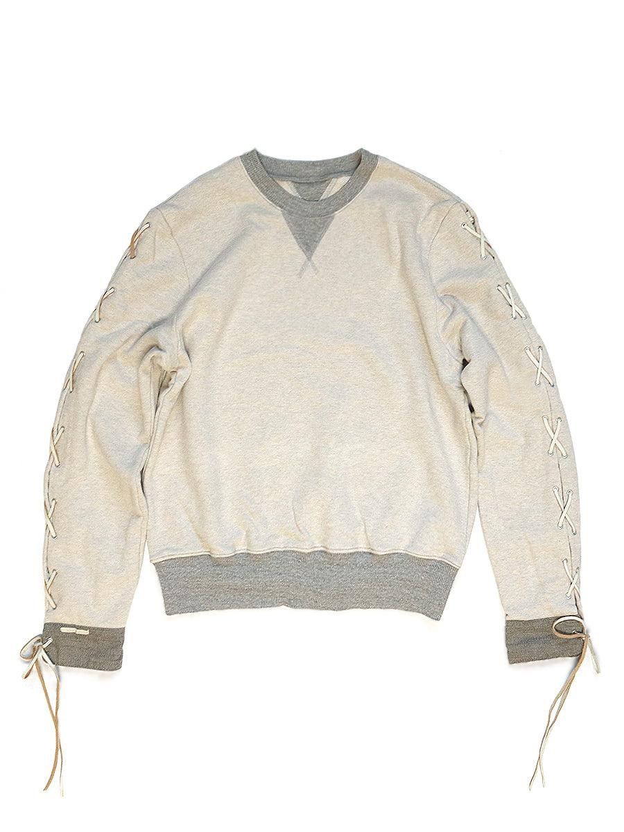 LAST DROP ! KAPITAL TOP FLEECE LACE-UP SLEEVE CREWNECK