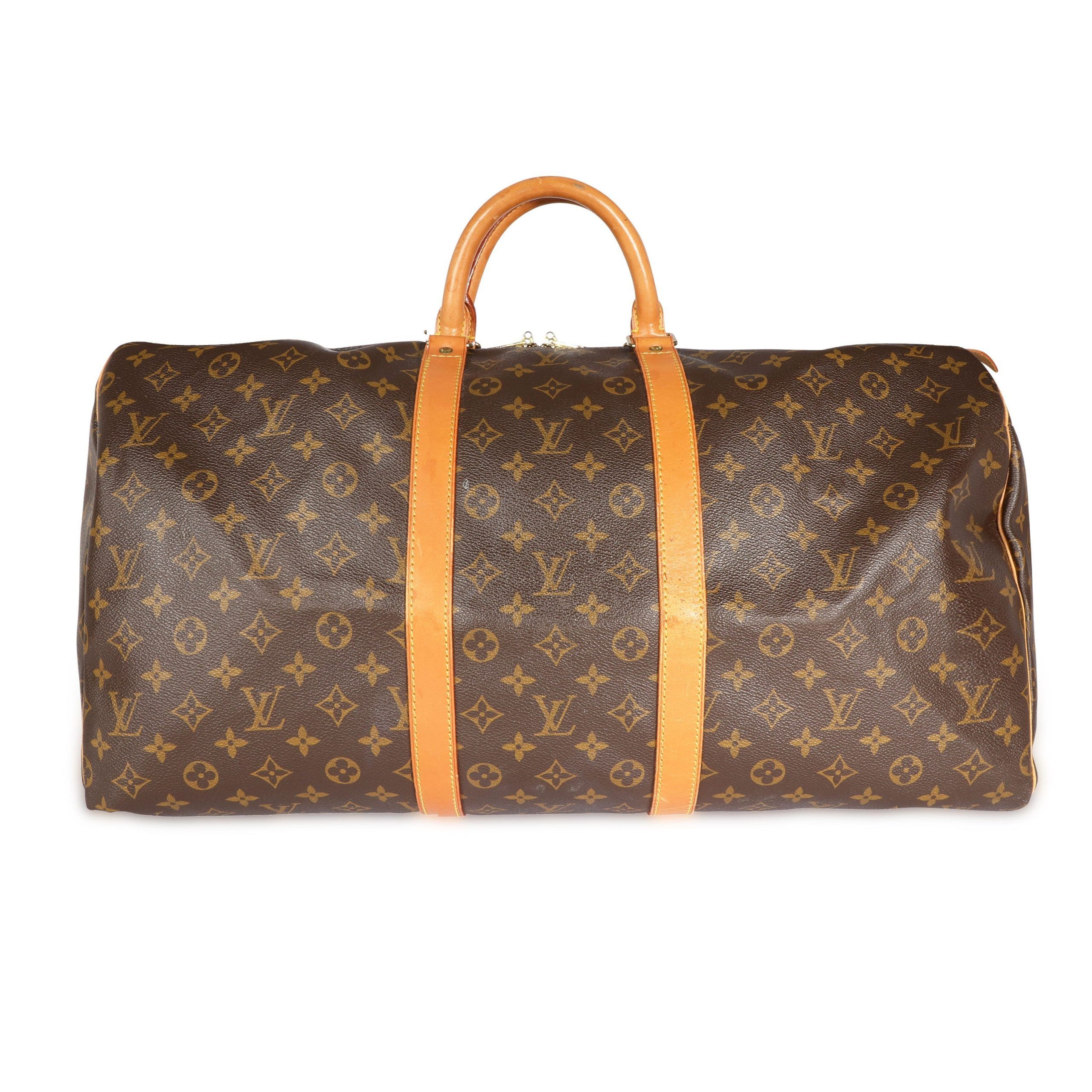 image of Louis Vuitton Monogram Canvas Keepall 55 in Brown, Women's