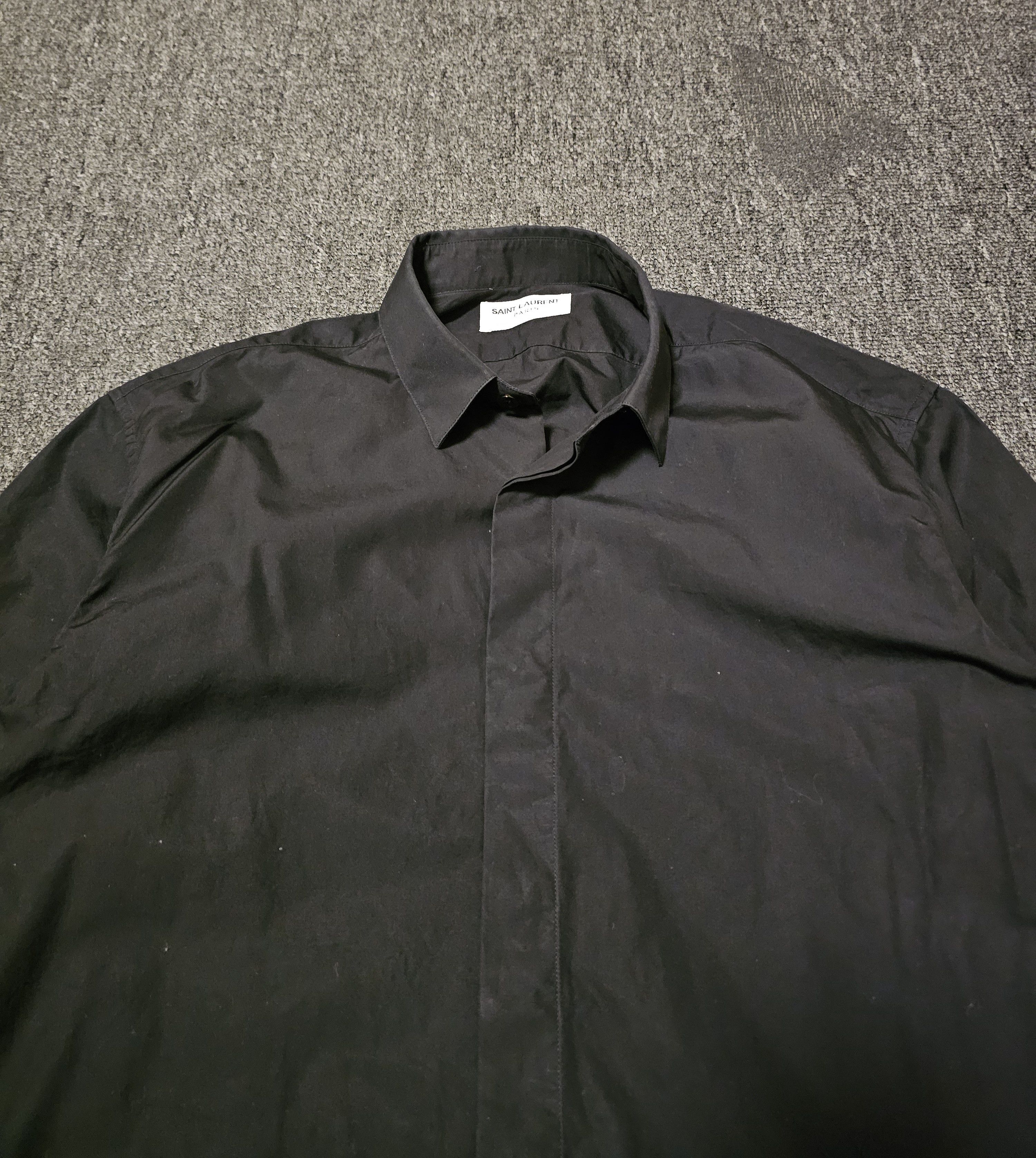 Saint Laurent Paris Saint Laurent Men's Black Shirt Size 38 Size US L / EU 52-54 / 3 - 2 Thumbnail