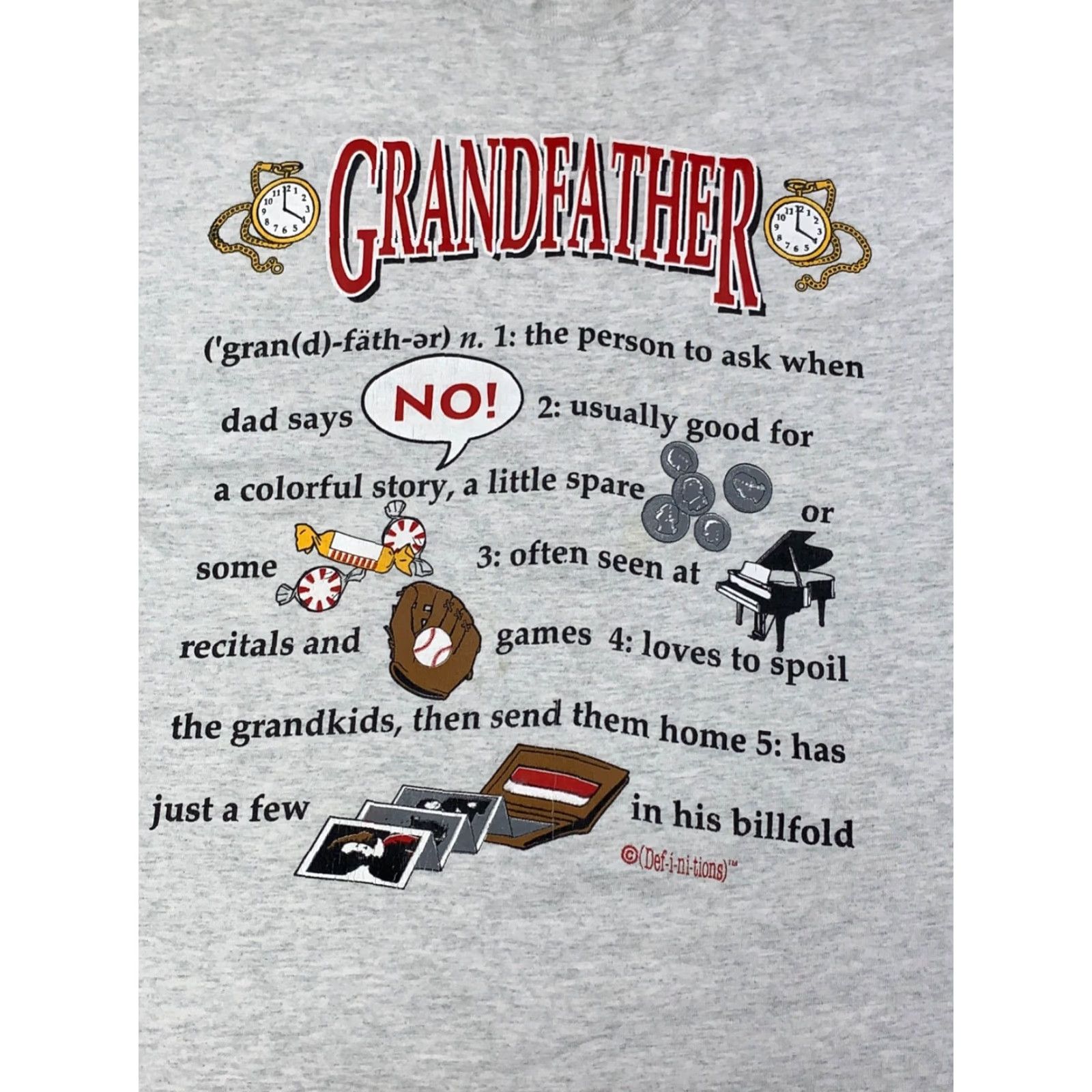 Fruit Of The Loom VINTAGE Grandfather Dictionary Definition SHirt Mens XL Gray 1990s Size US XL / EU 56 / 4 - 2 Thumbnail