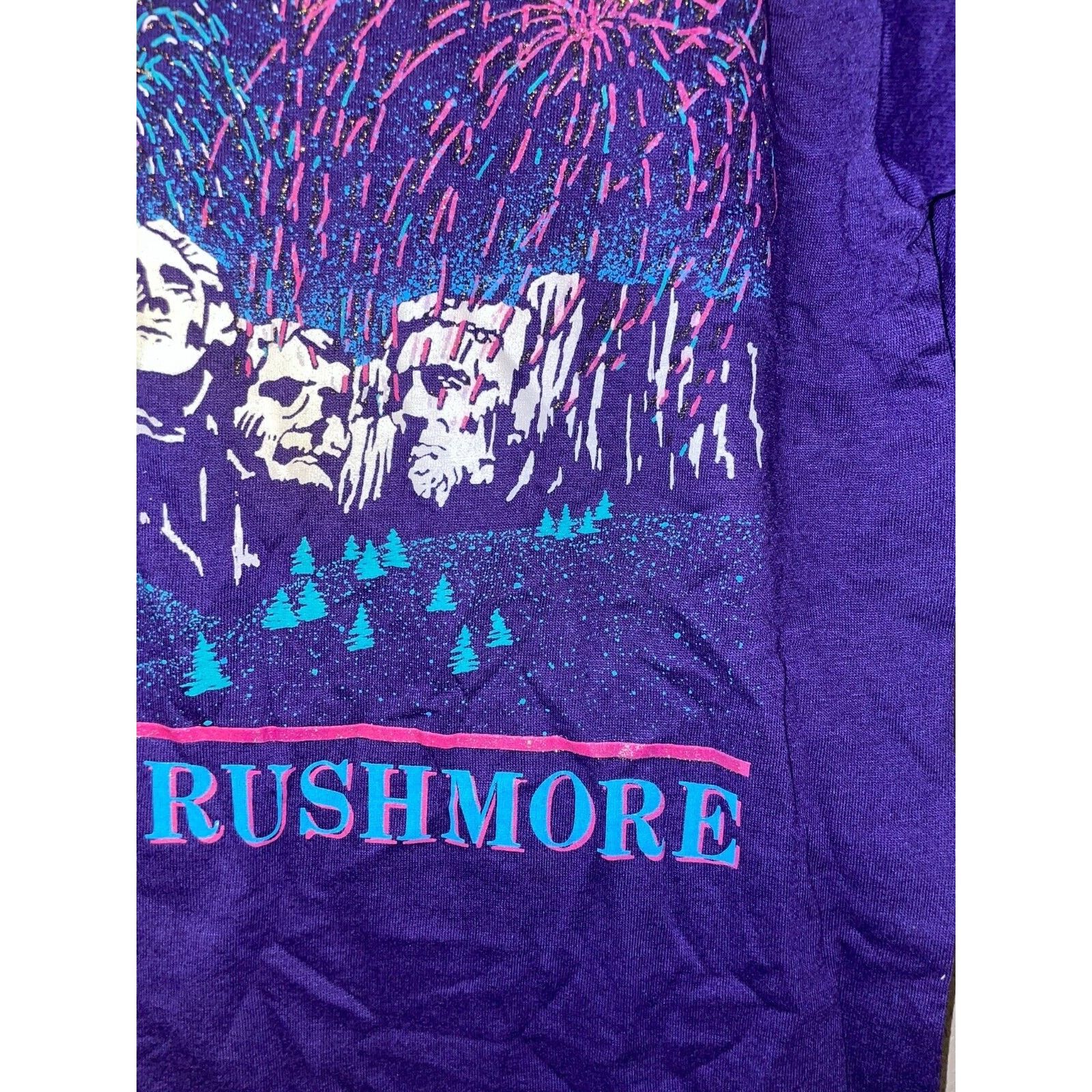 Jerzees Vintage Mount Rushmore Shirt Firework Purple Tee VTG 90s M Size US M / EU 48-50 / 2 - 5 Thumbnail