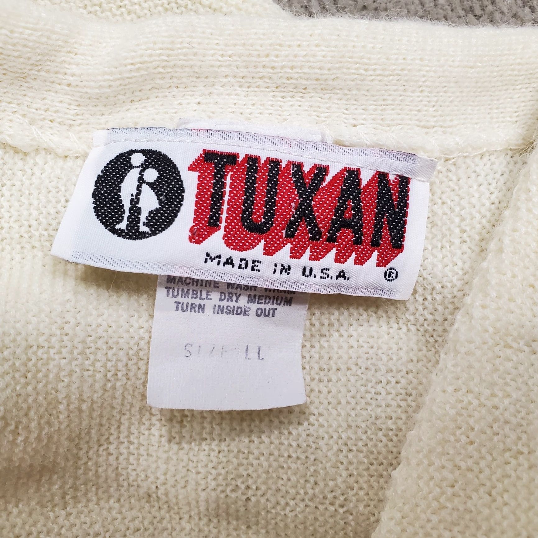 Vintage VINTAGE Tuxan Cardigan Sweater Mens Large LL Yellow 80s Knit USA Long Grunge Button Up LT Size US L / EU 52-54 / 3 - 7 Thumbnail