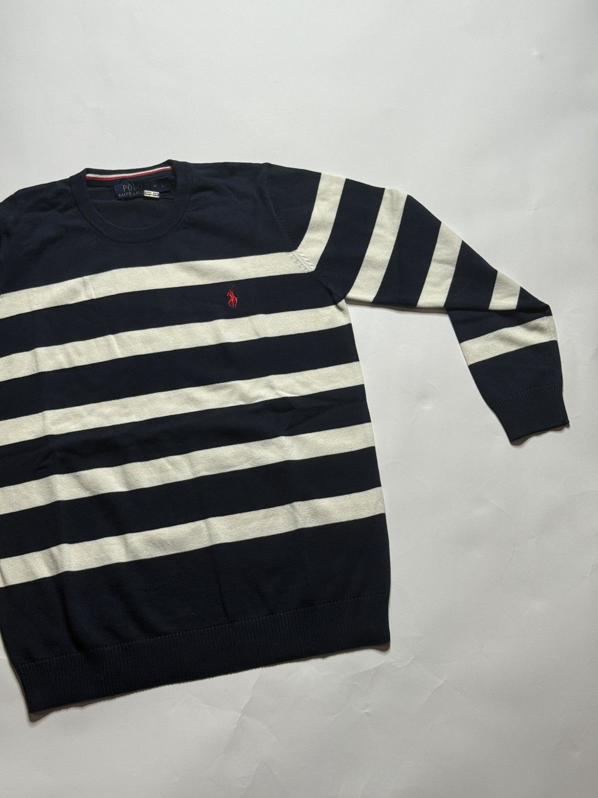 Polo Ralph Lauren Cream/Navy Striped Crewneck Polo Ralph Lauren Size US S / EU 44-46 / 1 - 3 Thumbnail