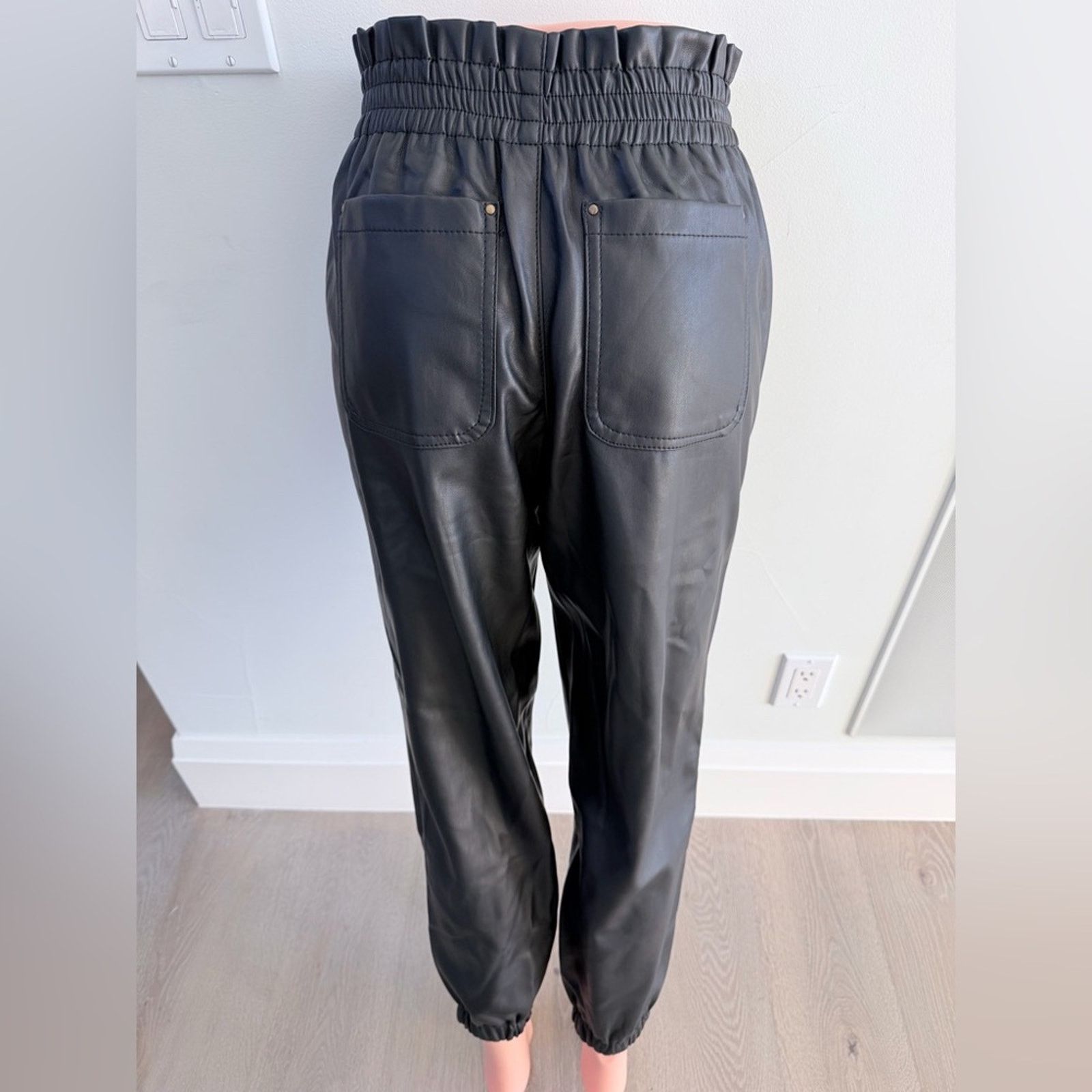 Other New Y2K Black Faux Leather Jogger Pants size S Size 26" / US 2 / IT 38 - 5 Thumbnail