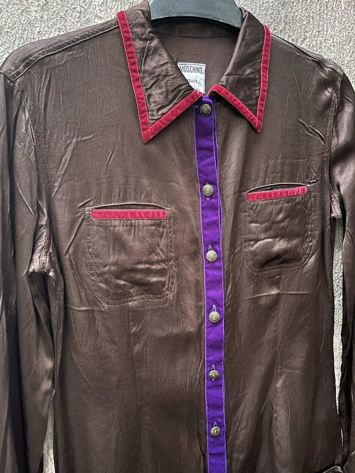 Moschino Vintage Moschino Slik Shirt Size M / US 6-8 / IT 42-44 - 4 Thumbnail