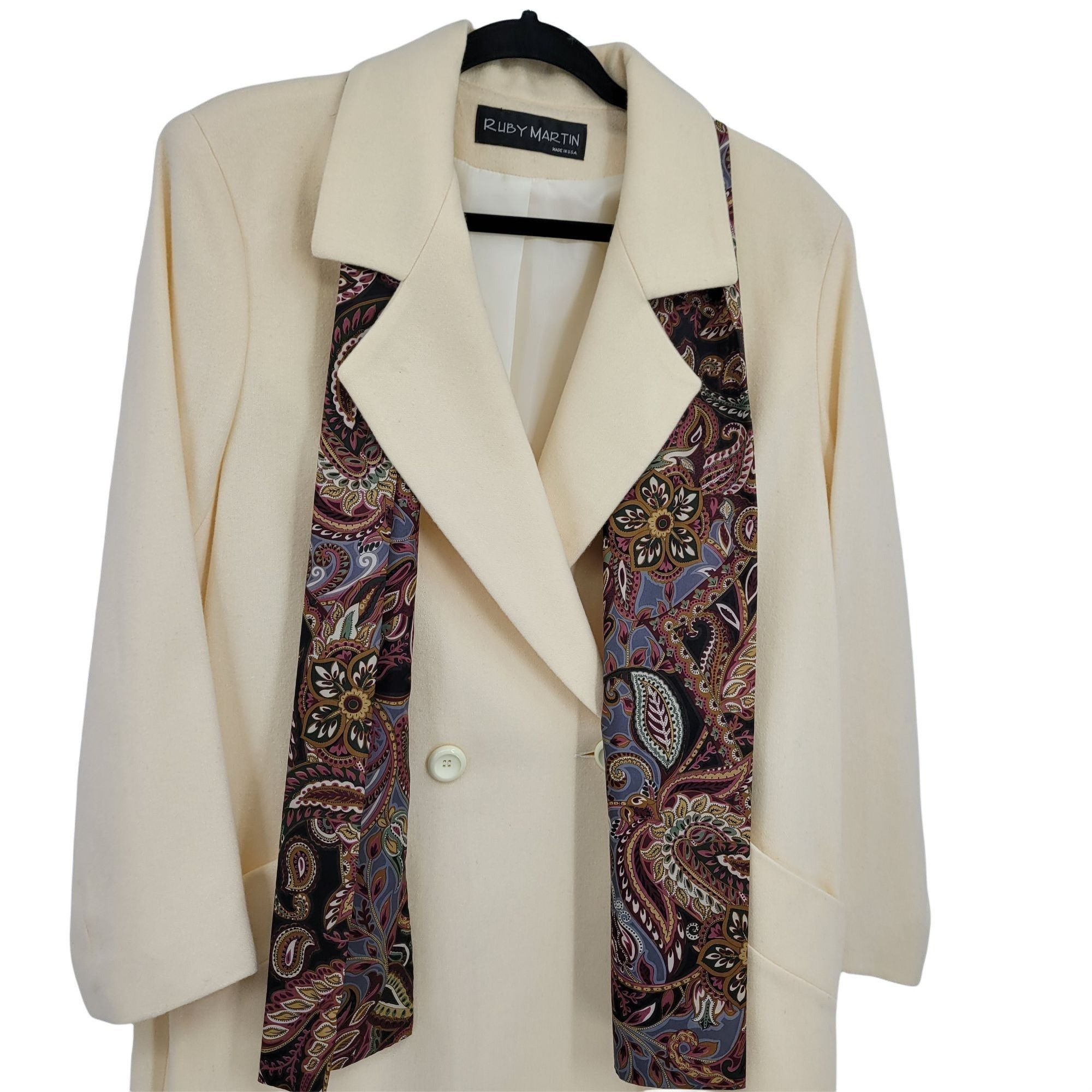 Vintage Vtg Wool Coat Long Double Breasted Trench Notched Lapel Vani Size XL / US 12-14 / IT 48-50 - 4 Thumbnail