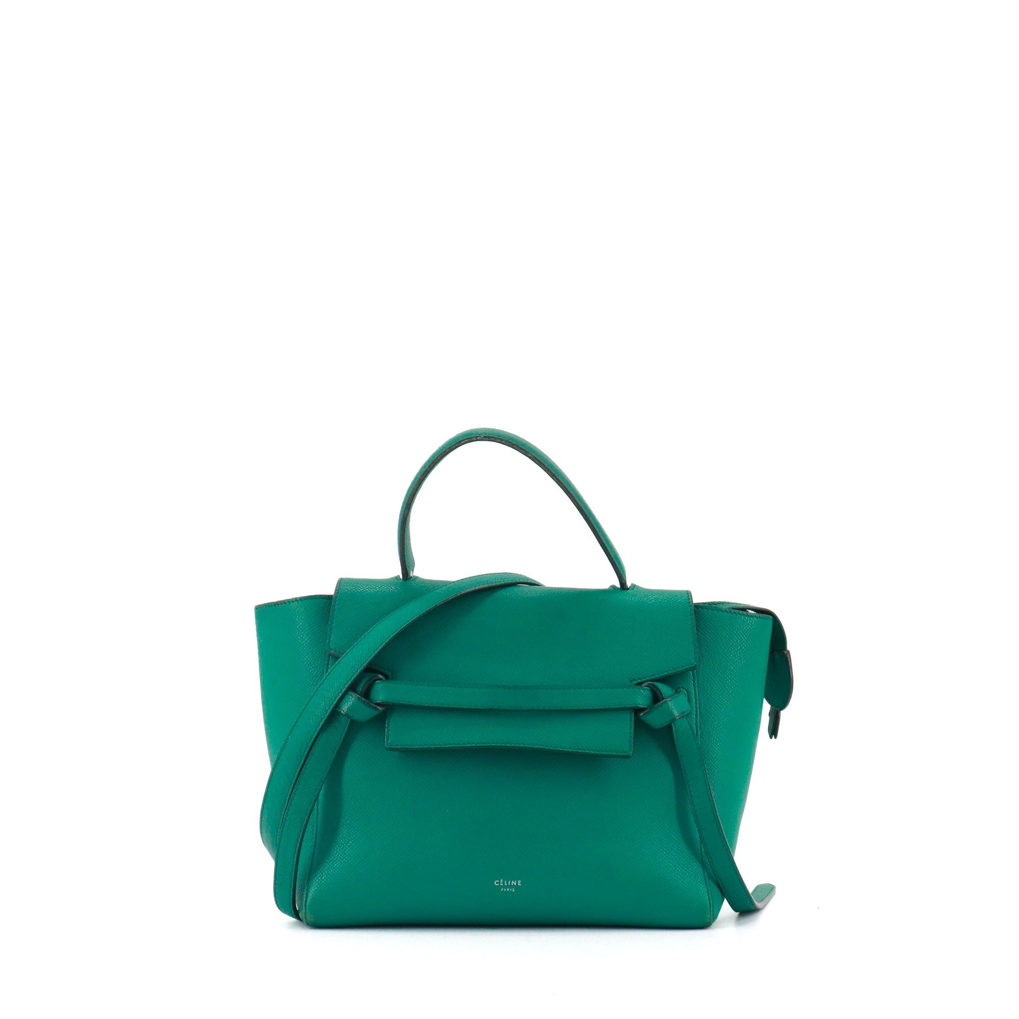 Celine CELINE - Celine Belt Nano shoulder bag in jade green grained leather Size ONE SIZE - 1 Thumbnail