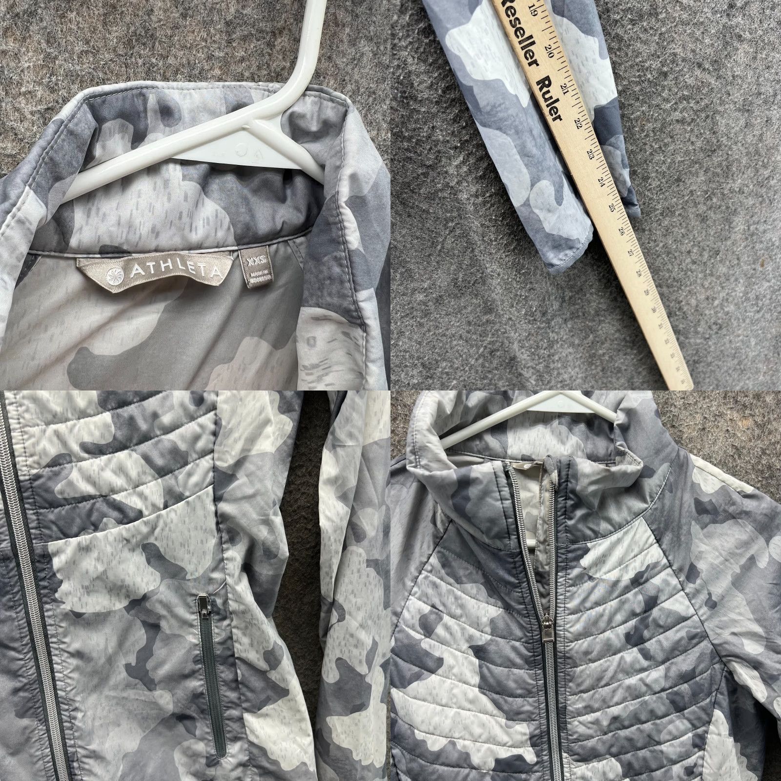 Athleta VINTAGE Athleta Jacket Womens XXS Gray Camo Elevation Quilted Reflective Primaloft Fill Windbreaker Full Zip Lightweight Size XXS / US 00 / IT 34 - 8 Thumbnail
