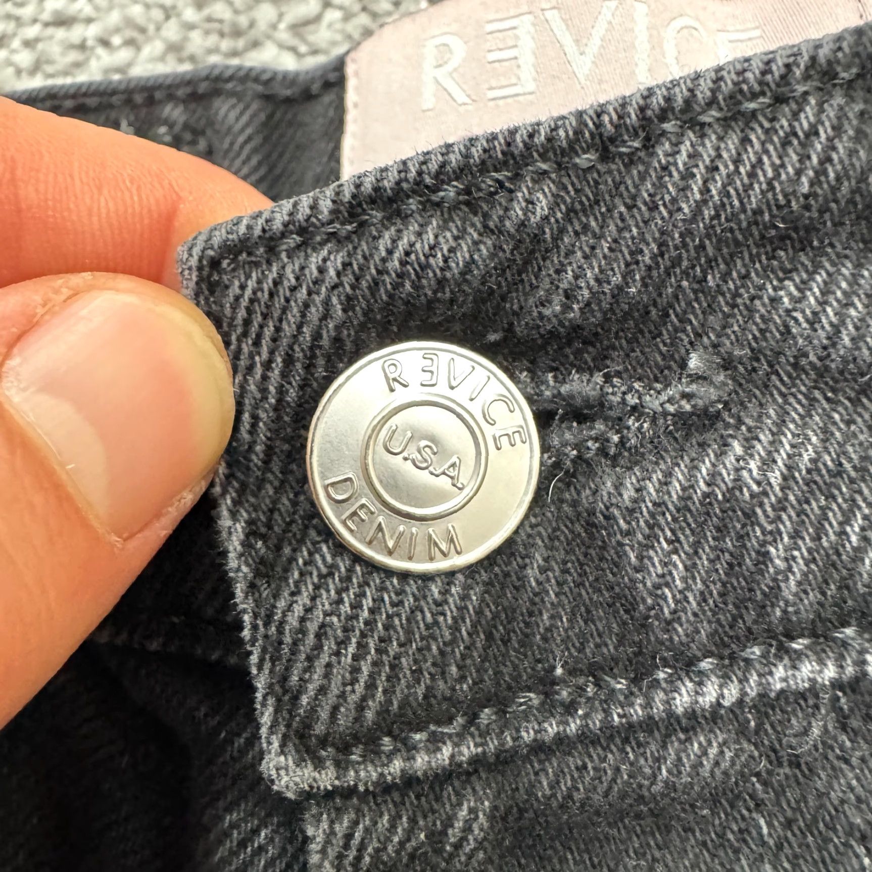 Vintage Revice Jeans Distressed Straight Black High Rise Button Fly Womens 24 Denim 100% Cotton City Grunge Jeans Size 42" / US 20 - 4 Thumbnail