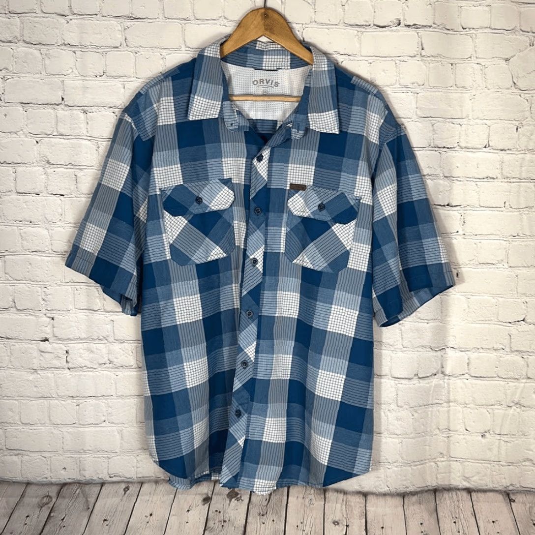 Orvis Orvis Plaid Button-Down Shirt Men’s Short Sleeve XXL Polyester Multicolor Size US XXL / EU 58 / 5 - 2 Thumbnail