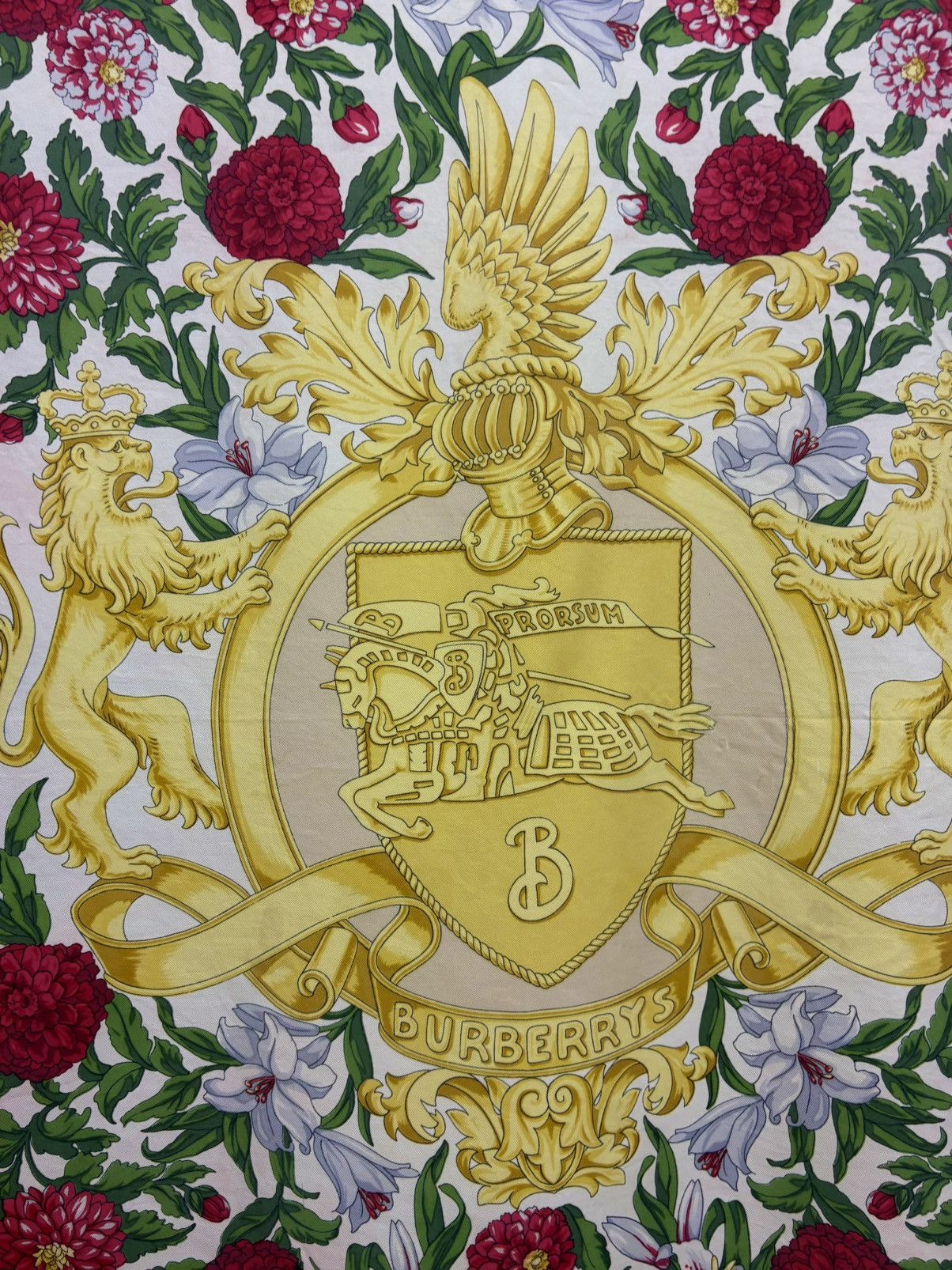 Burberry 90s Burberry Prorsum Golden Horse and Lion print silk scarf Size ONE SIZE - 5 Thumbnail