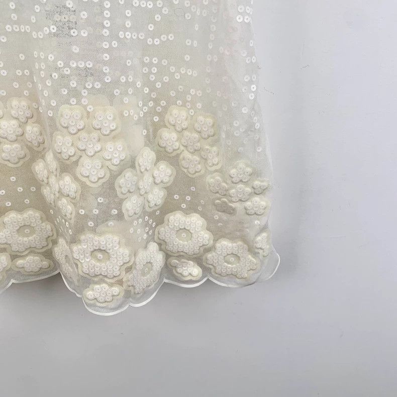Chanel Chanel Beige sequin camellia embroidered cotton lace suspe Size XS / US 0-2 / IT 36-38 - 5 Thumbnail