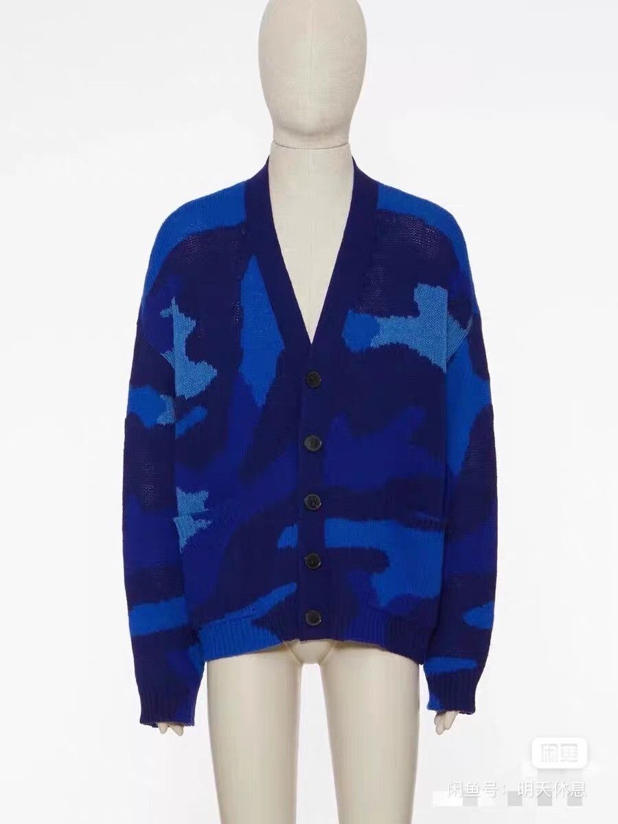 Valentino Valentino Blue Camouflage Wool Cardigan Size US S / EU 44-46 / 1 - 1 Thumbnail