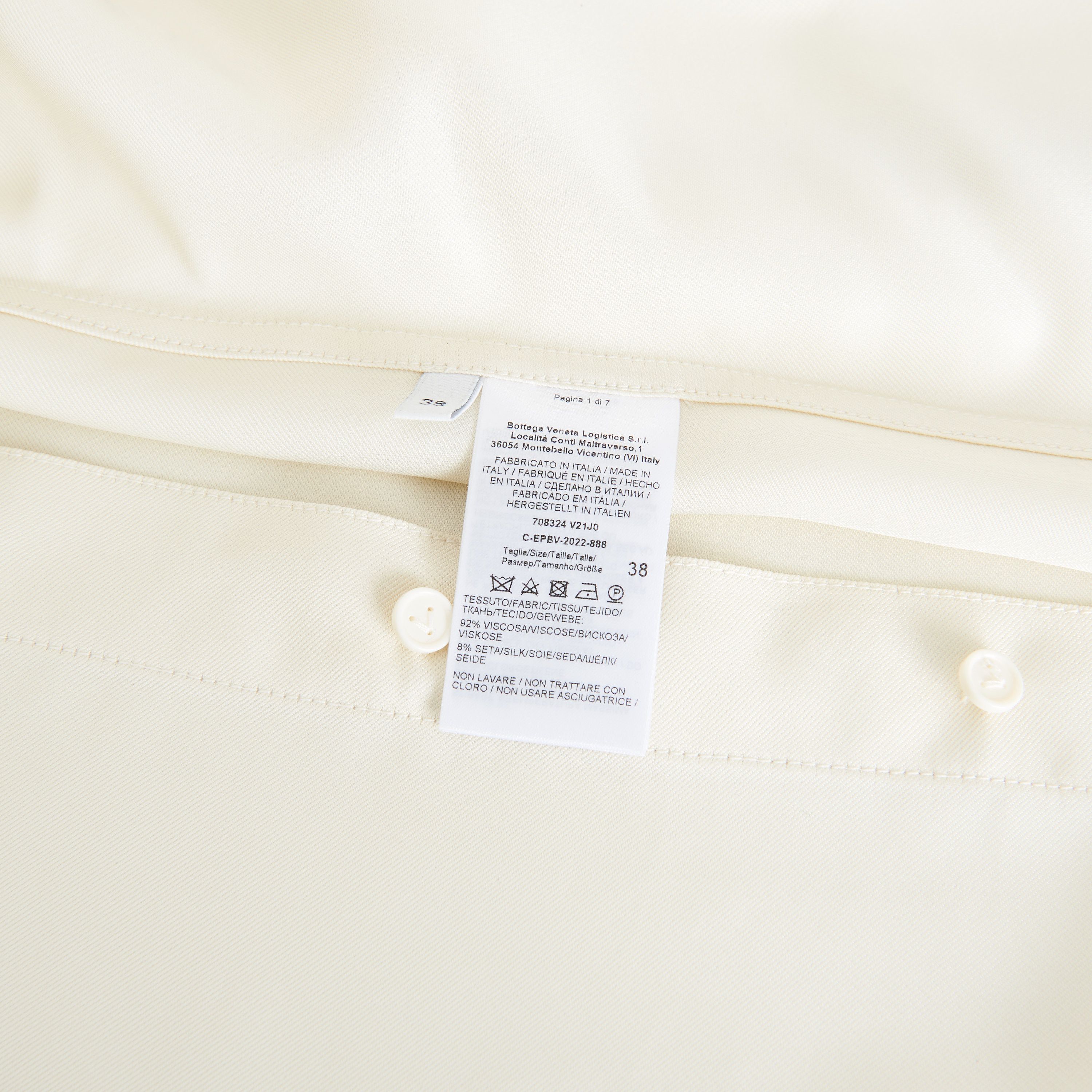 Bottega Veneta Longsleeve Shirt In Seasalt Viscose & Silk Mix Fluid Twill Size S / US 4 / IT 40 - 10 Thumbnail