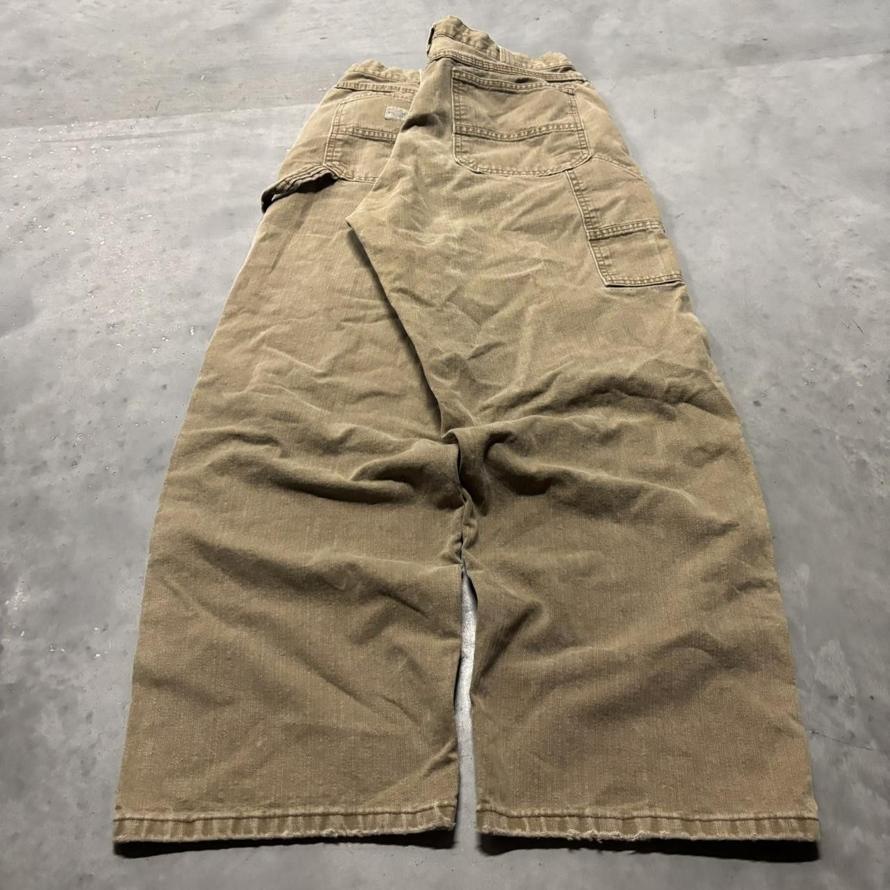 Japanese Brand × Vintage Crazy Vintage Y2K/2000s Baggy Khaki Tan Skater Workwear Carpenter Pants! Size US 32 / EU 48 - 4 Thumbnail